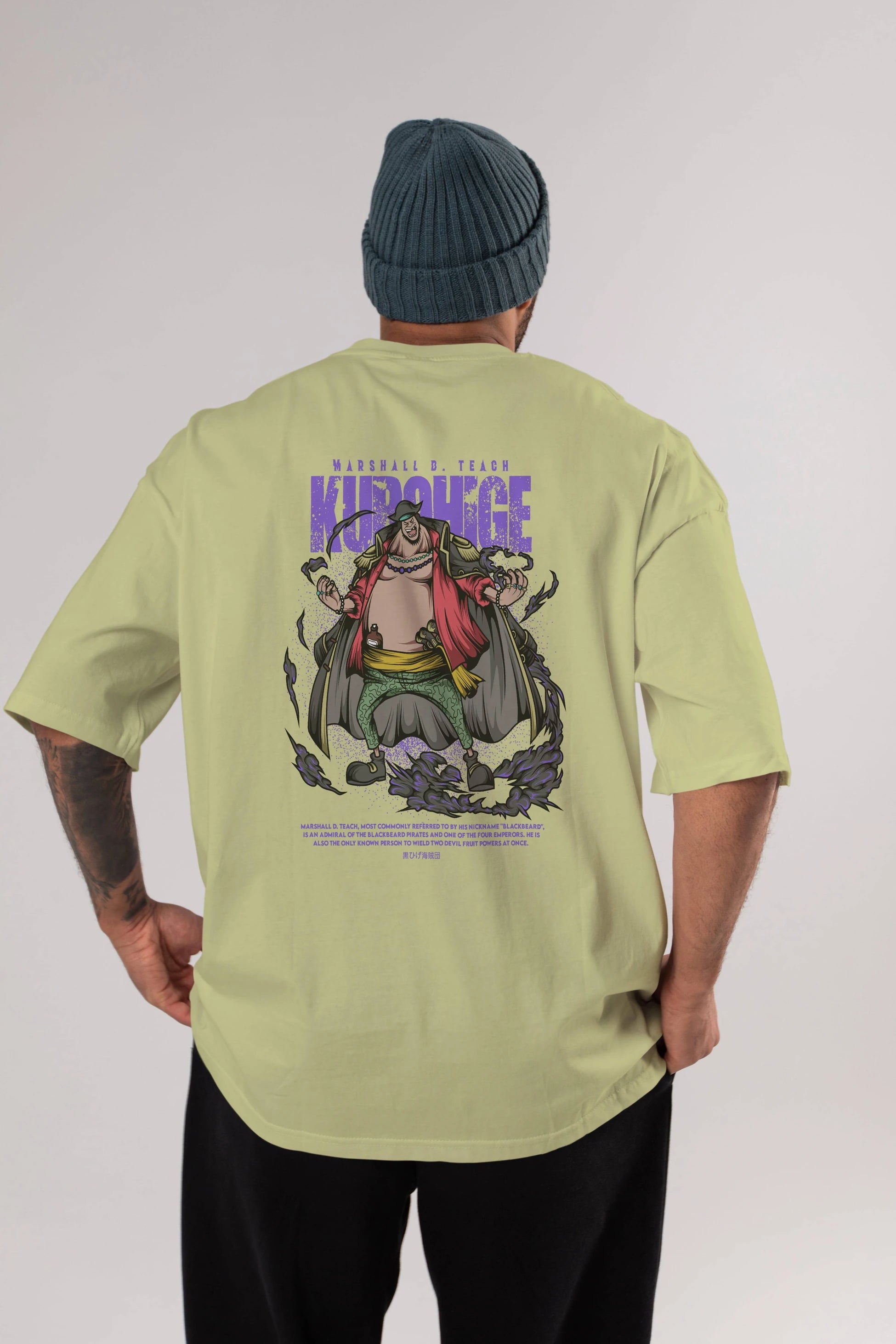 Marshall D. Teach Anime Arka Baskılı Oversize t-shirt Erkek Kadın Unisex