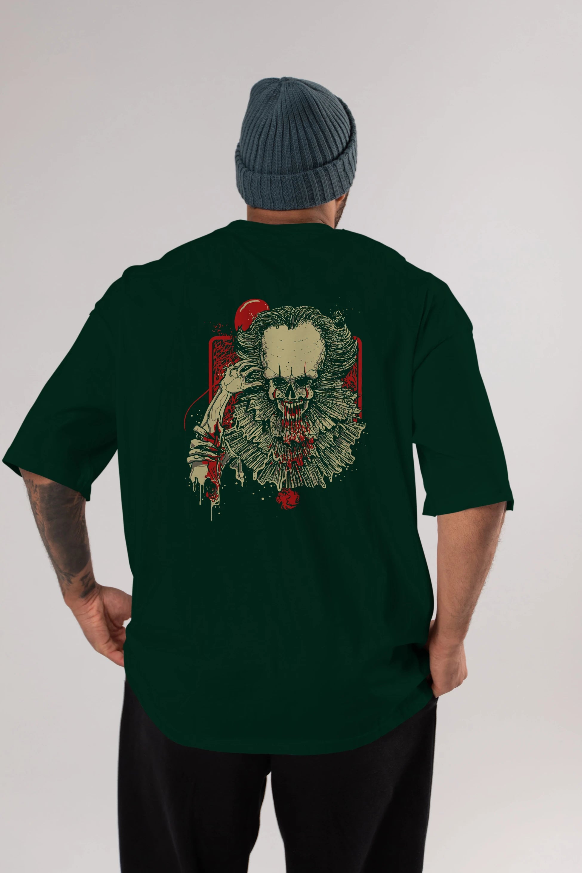 it (2) Arka Baskılı Oversize t-shirt Erkek Kadın Unisex %100 Pamuk Bisiklet Yaka tişort