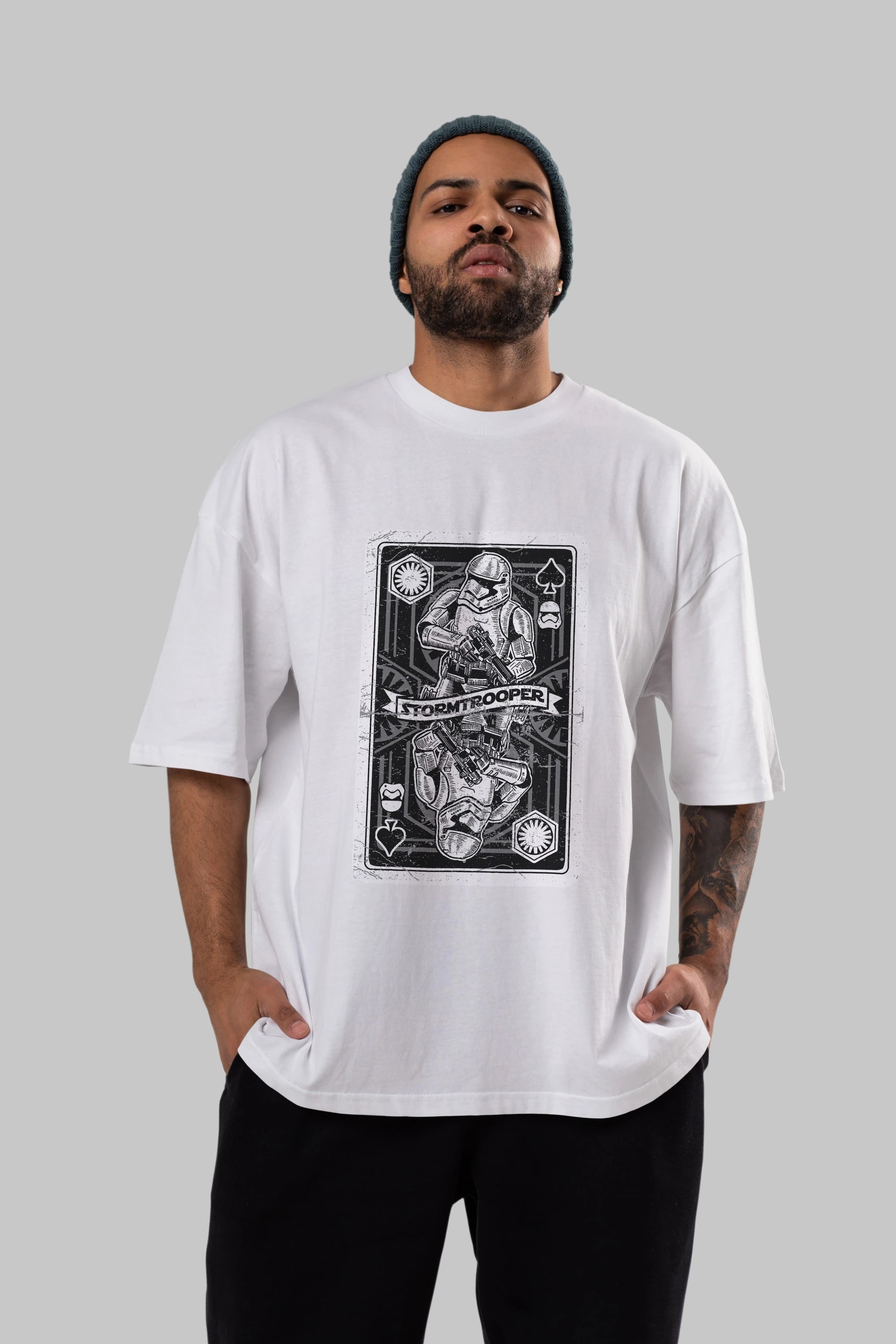 Stormtrooper Playing Card Ön Baskılı Oversize t-shirt Erkek Kadın Unisex %100 Pamuk tişort