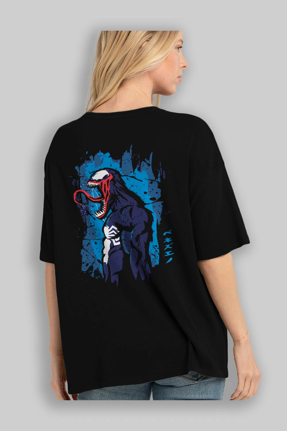 Venom (24) Arka Baskılı Oversize t-shirt Erkek Kadın Unisex %100 Pamuk Bisiklet Yaka tişort