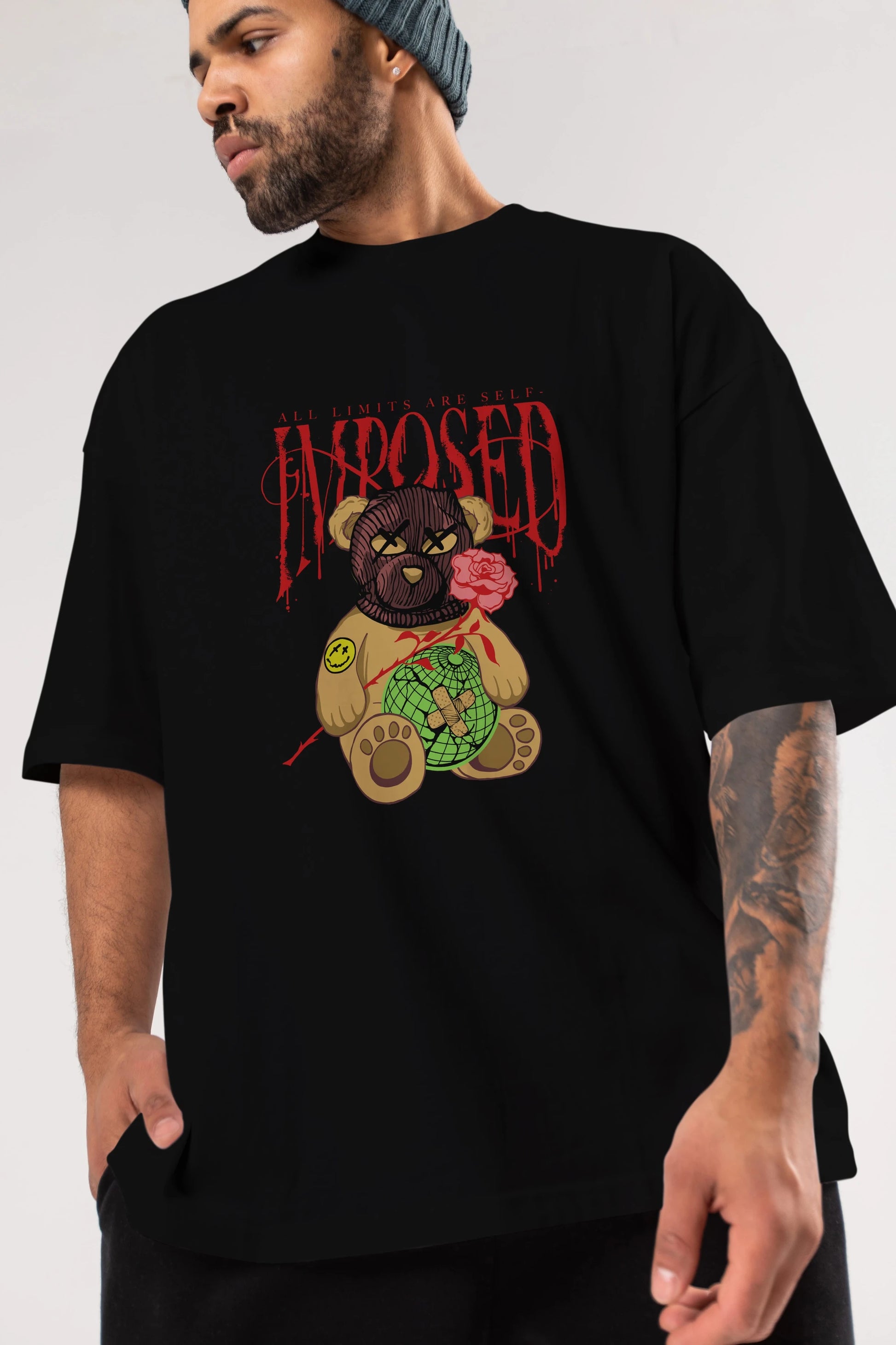 All Limits Bear Ön Baskılı Oversize t-shirt Erkek Kadın Unisex