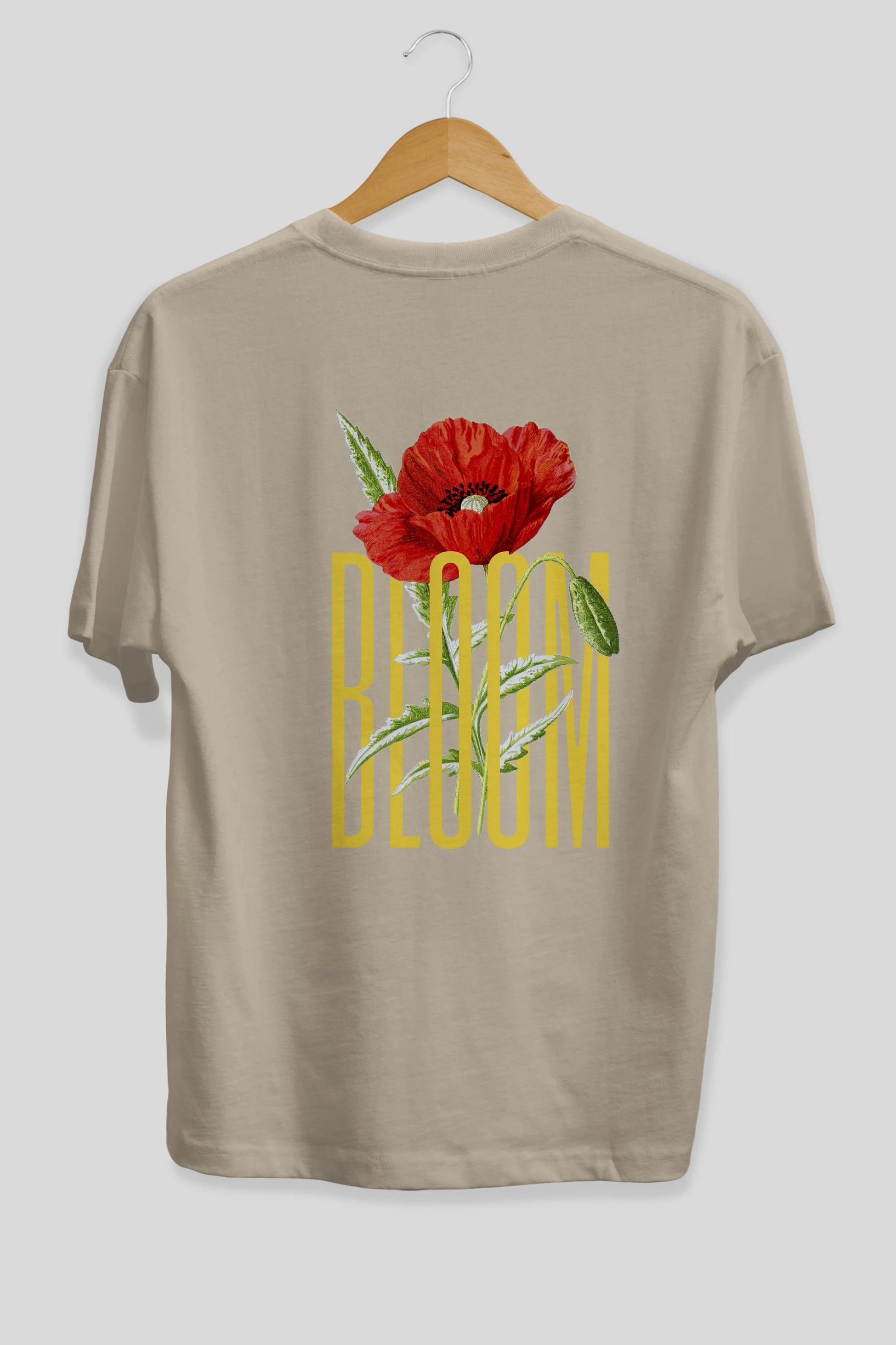 Bloom Flower Arka Baskılı Oversize t-shirt Erkek Kadın Unisex