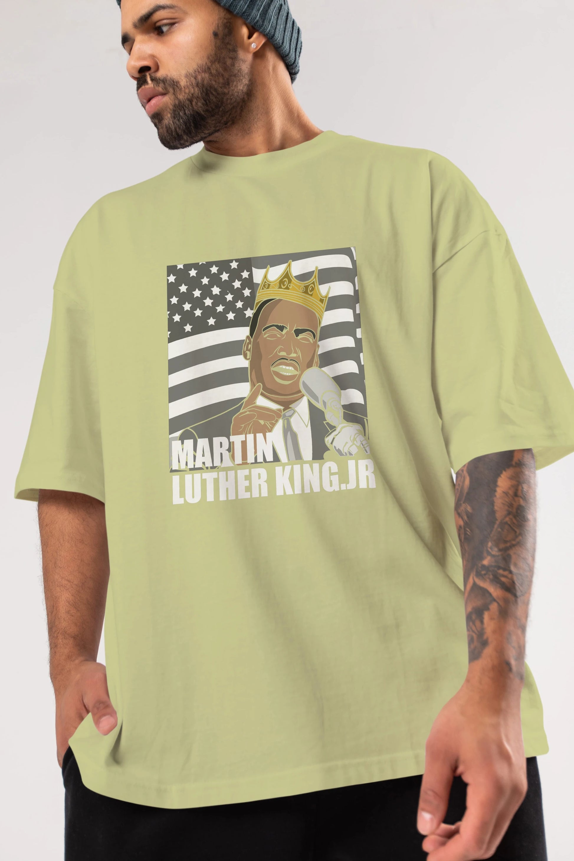 Luther King Ön Baskılı Oversize t-shirt Erkek Kadın Unisex %100 Pamuk tişort