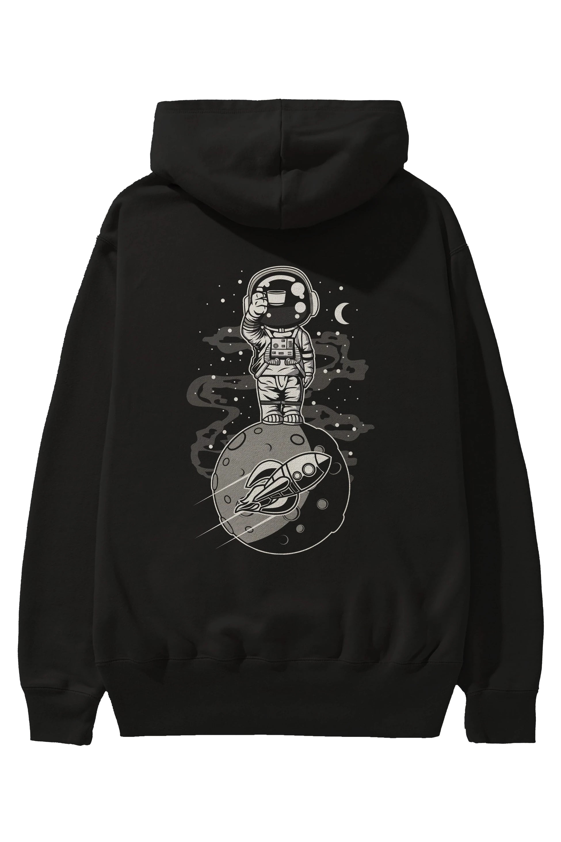 Astronaut Standing On The Moon Arka Baskılı Hoodie Oversize Kapüşonlu Sweatshirt Erkek Kadın Unisex