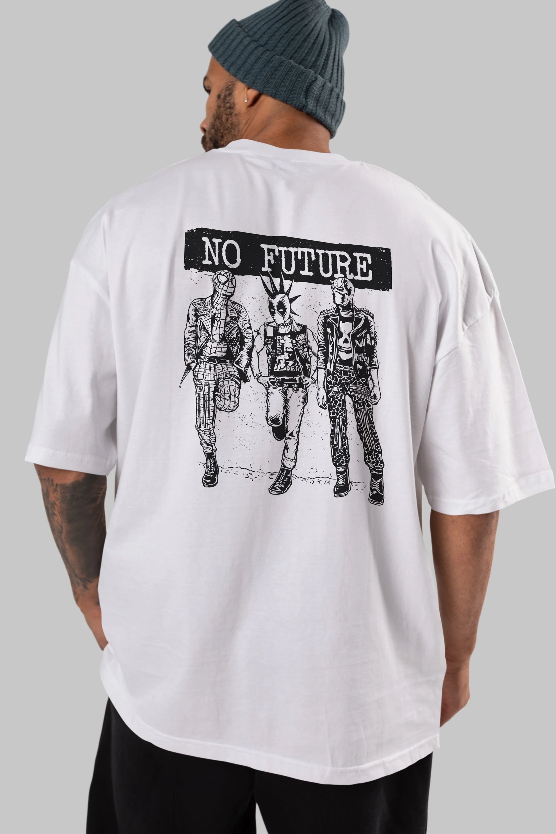 No Future Arka Baskılı Oversize t-shirt Erkek Kadın Unisex %100 Pamuk