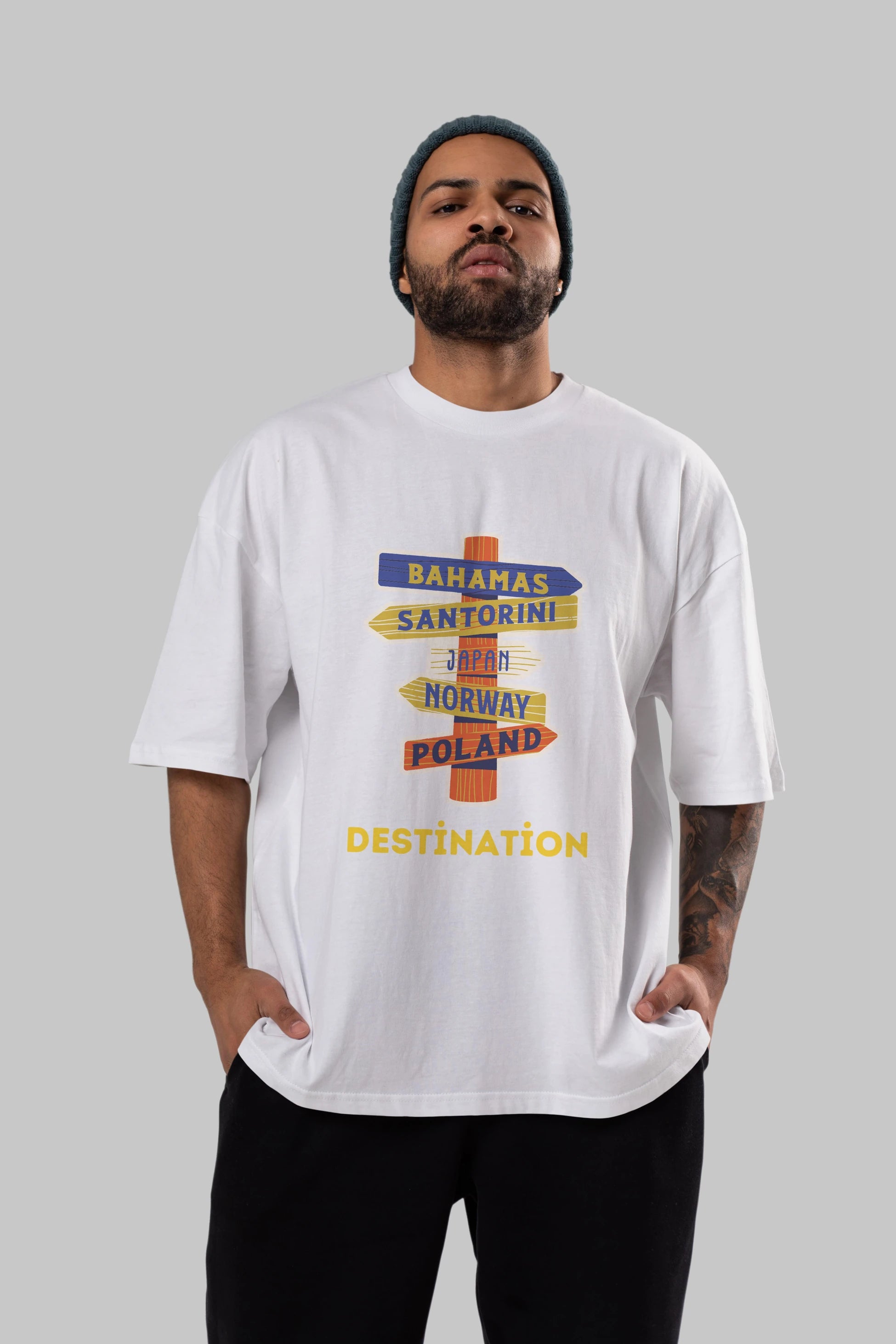 Destination Yazılı Ön Baskılı Oversize t-shirt Erkek Kadın Unisex
