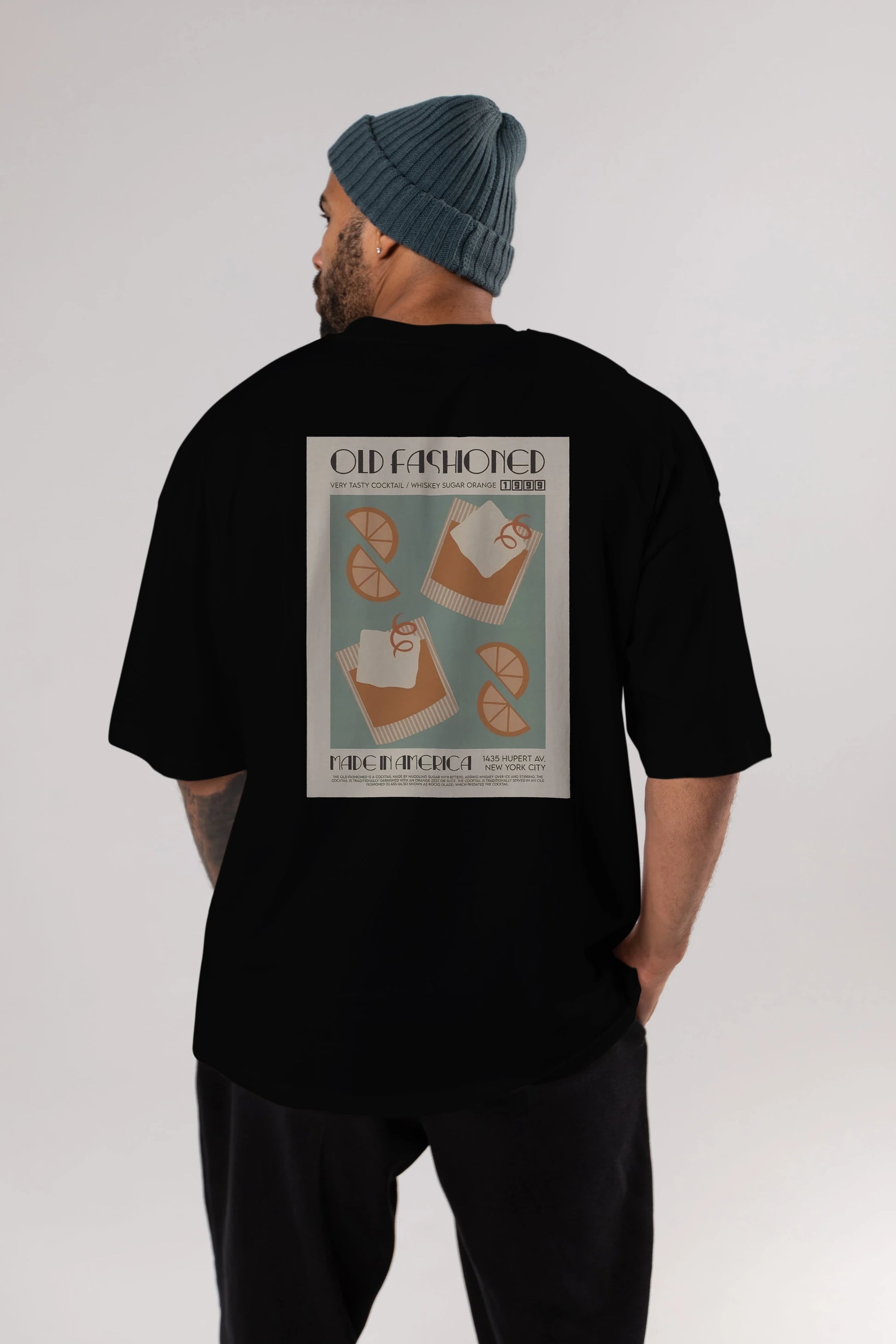 Old Fashioned 2 Arka Baskılı Oversize t-shirt Erkek Kadın Unisex %100 Pamuk Bisiklet Yaka tişort