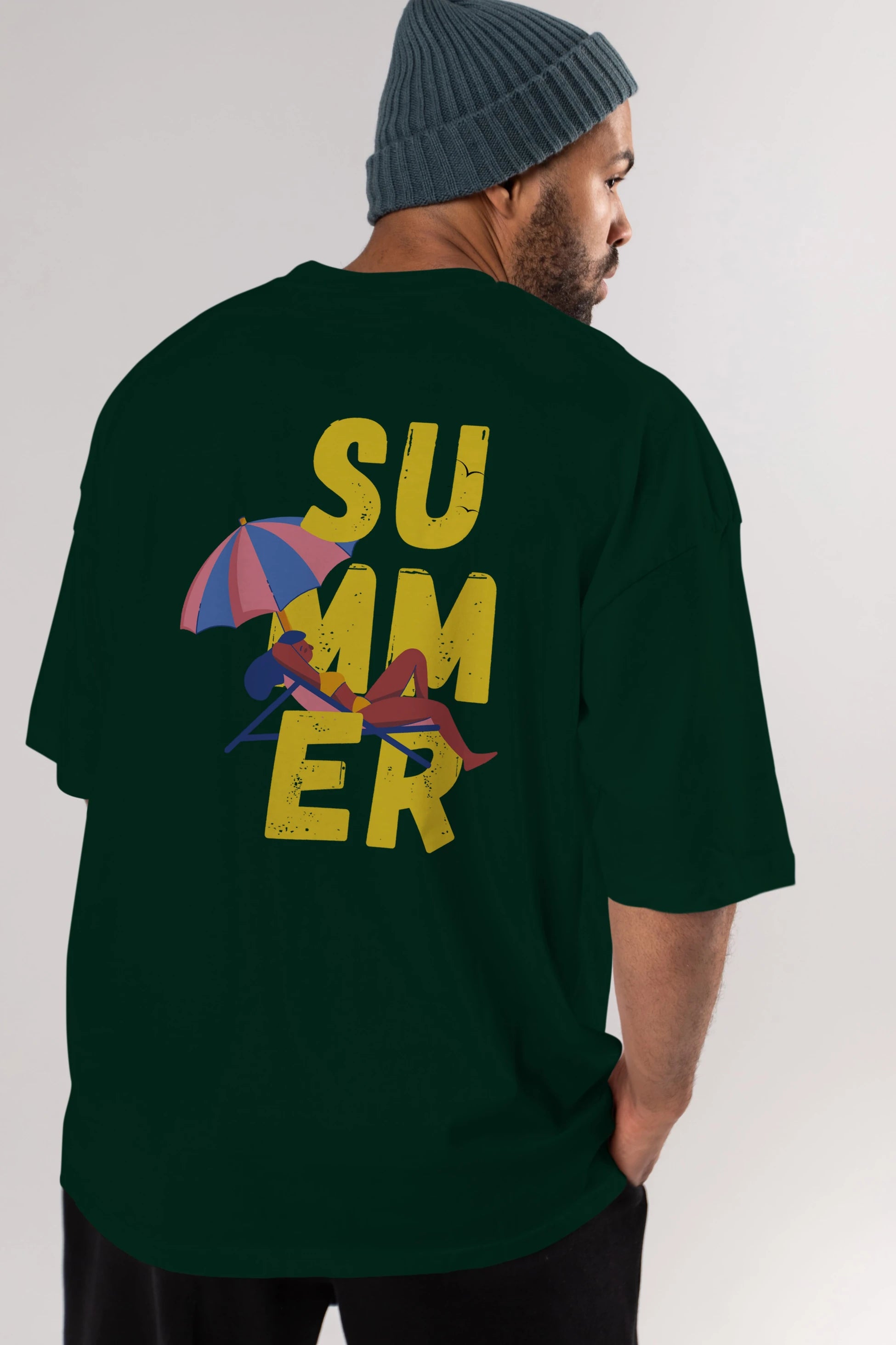 Summer Yazılı Arka Baskılı Oversize t-shirt Erkek Kadın Unisex