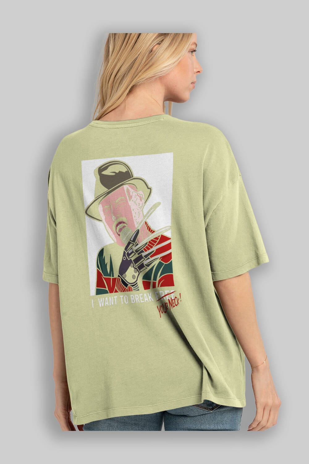 Freddy Merkrueger Arka Baskılı Oversize t-shirt Erkek Kadın Unisex %100 Pamuk tişort