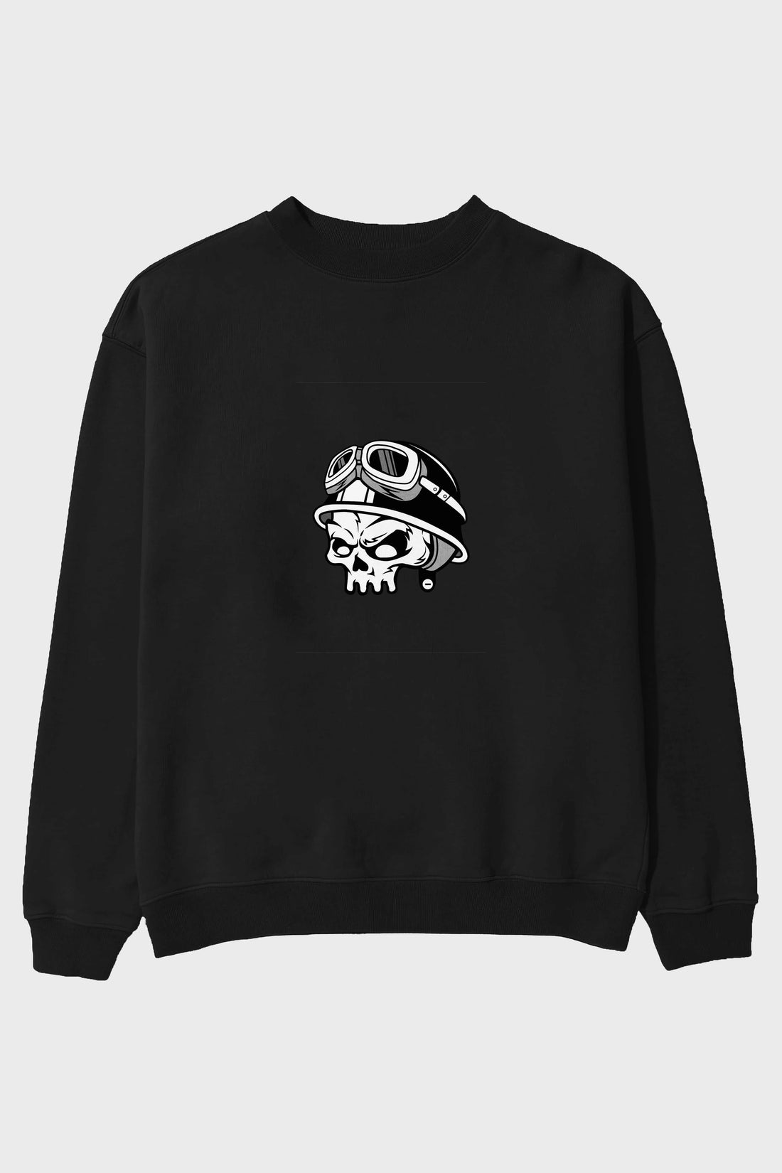 Biker Helmet Ön Baskılı Oversize Sweatshirt Erkek Kadın Unisex