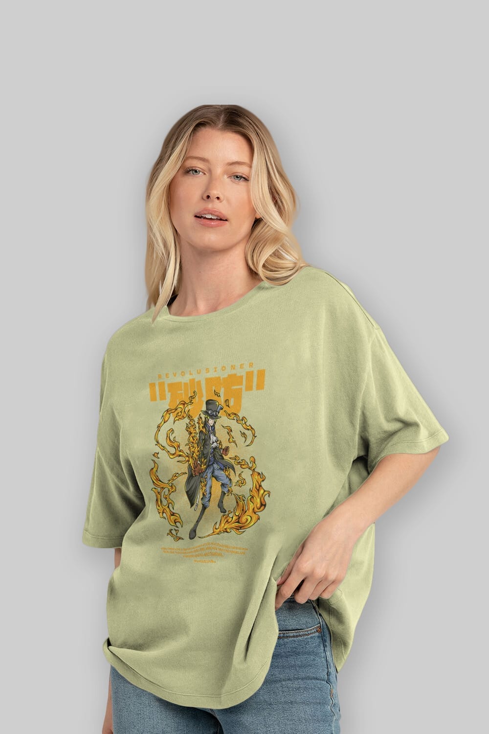 Revolusioner Sabo Anime Ön Baskılı Oversize t-shirt %100 pamuk Erkek Kadın Unisex