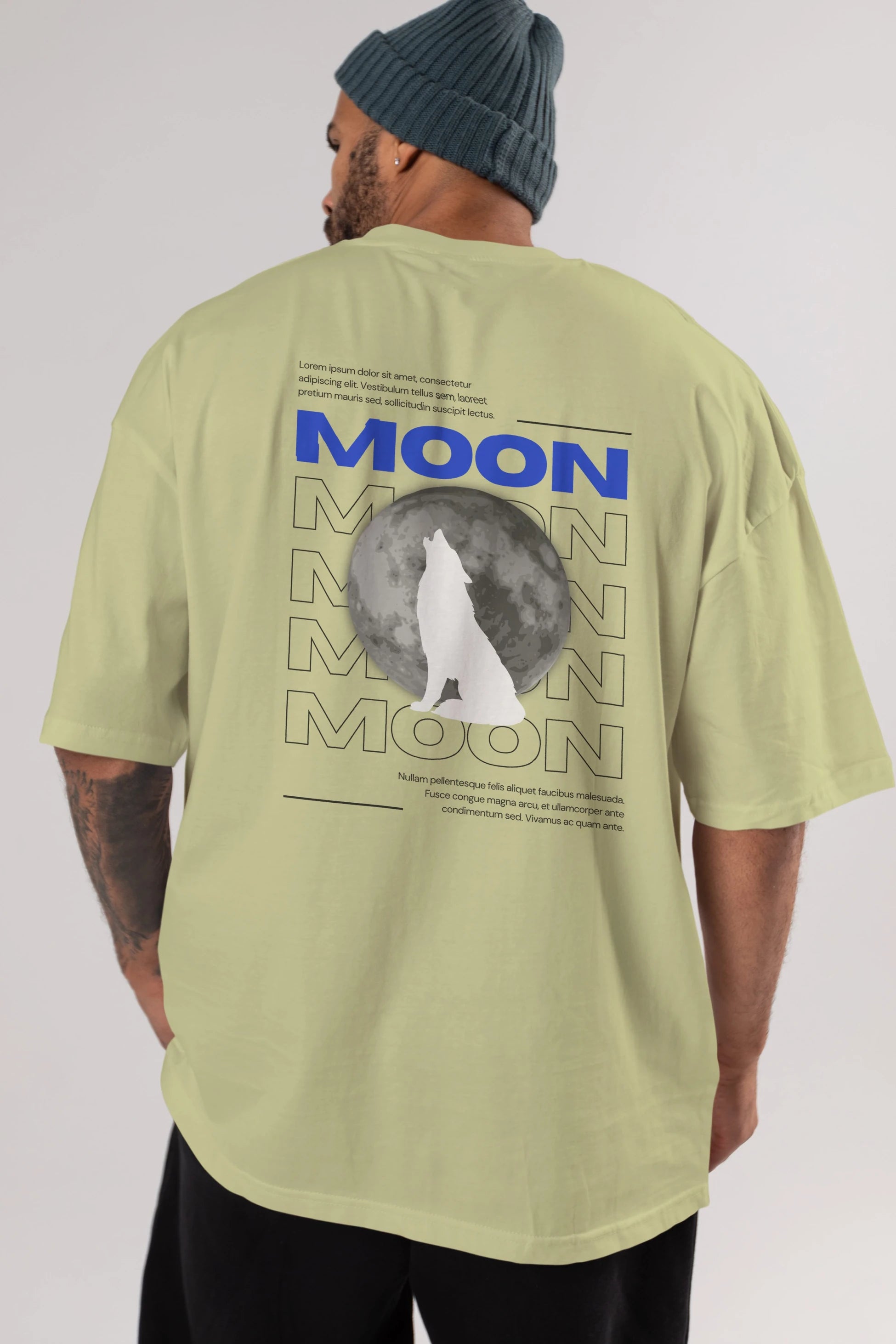 Moon Arka Baskılı Oversize t-shirt Erkek Kadın Unisex