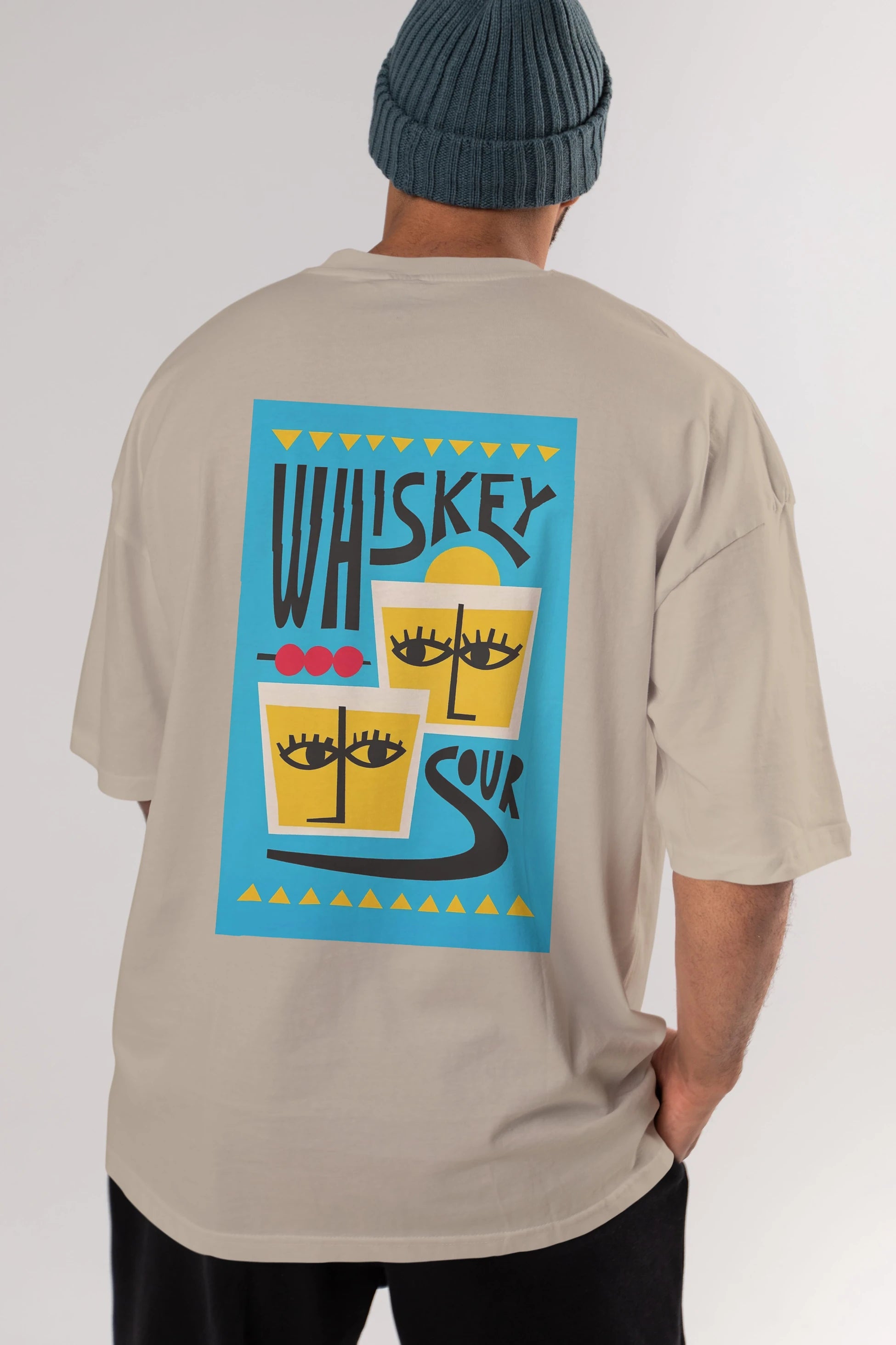 Whiskey Sour 2 Arka Baskılı Oversize t-shirt Erkek Kadın Unisex %100 Pamuk Bisiklet Yaka tişort
