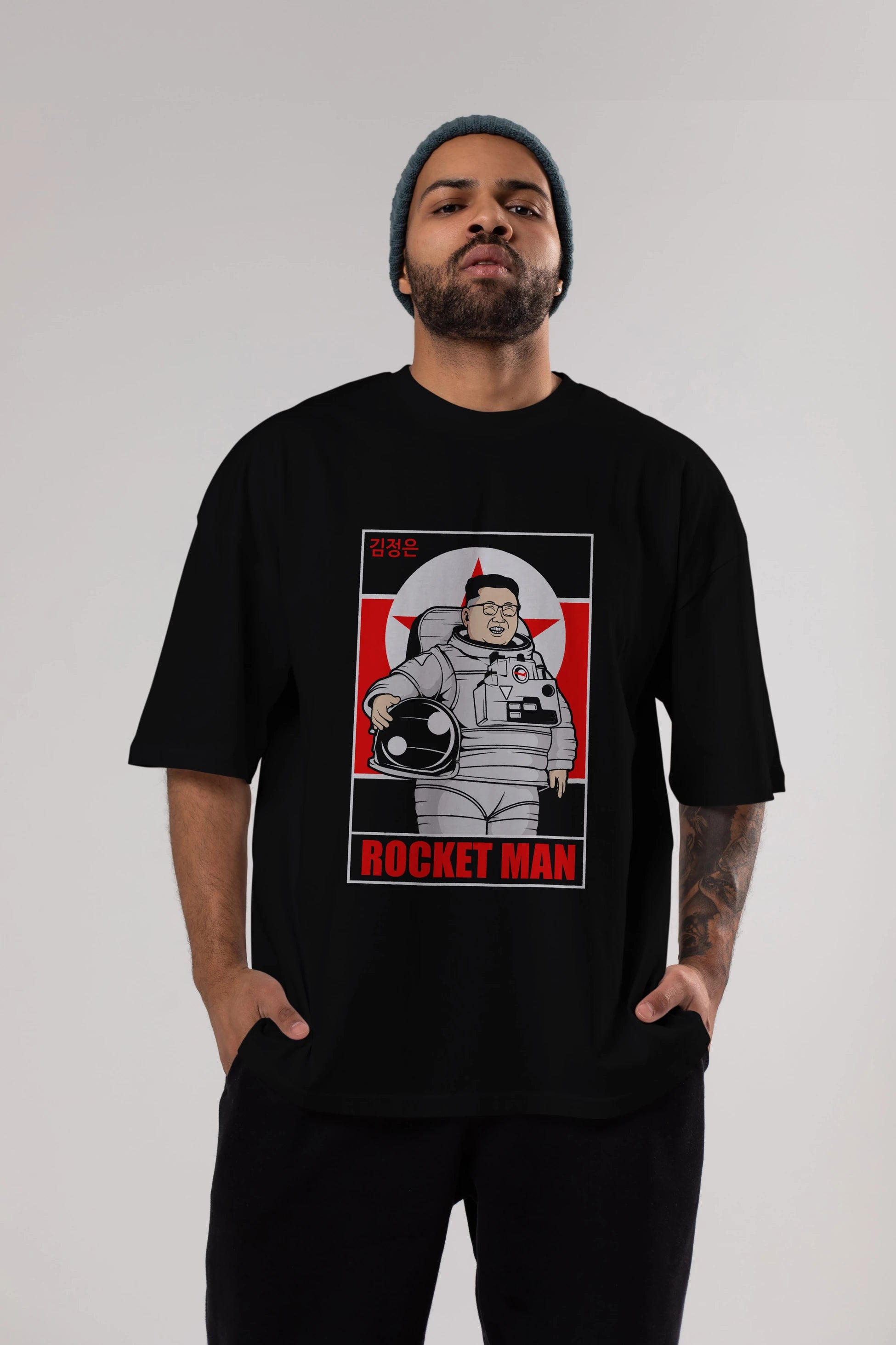 Astronot Kim Ön Baskılı Oversize t-shirt Erkek Kadın Unisex %100 Pamuk tişort