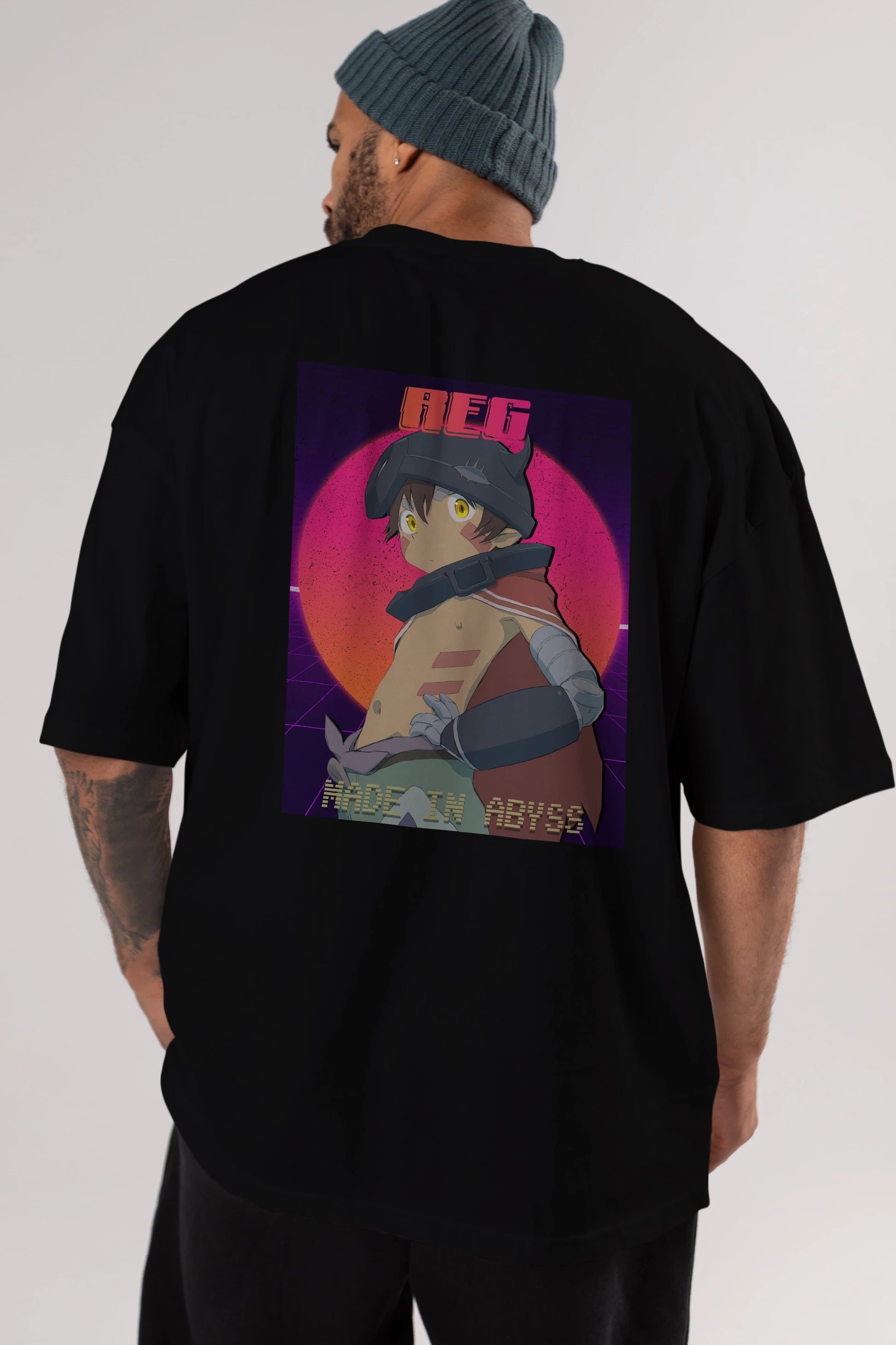 Reg 7 Anime Arka Baskılı Oversize t-shirt Erkek Kadın Unisex