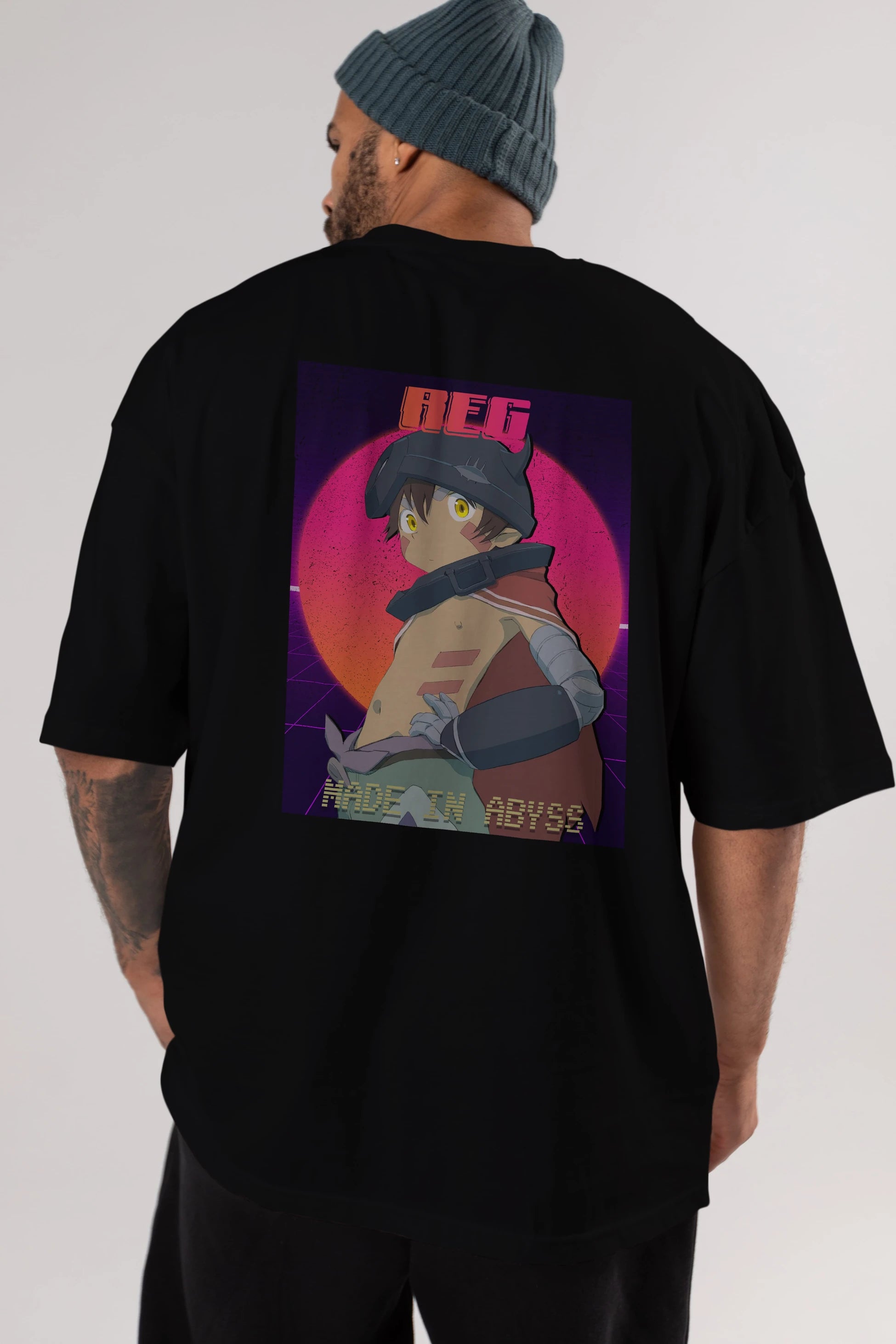 Reg 7 Anime Arka Baskılı Oversize t-shirt Erkek Kadın Unisex