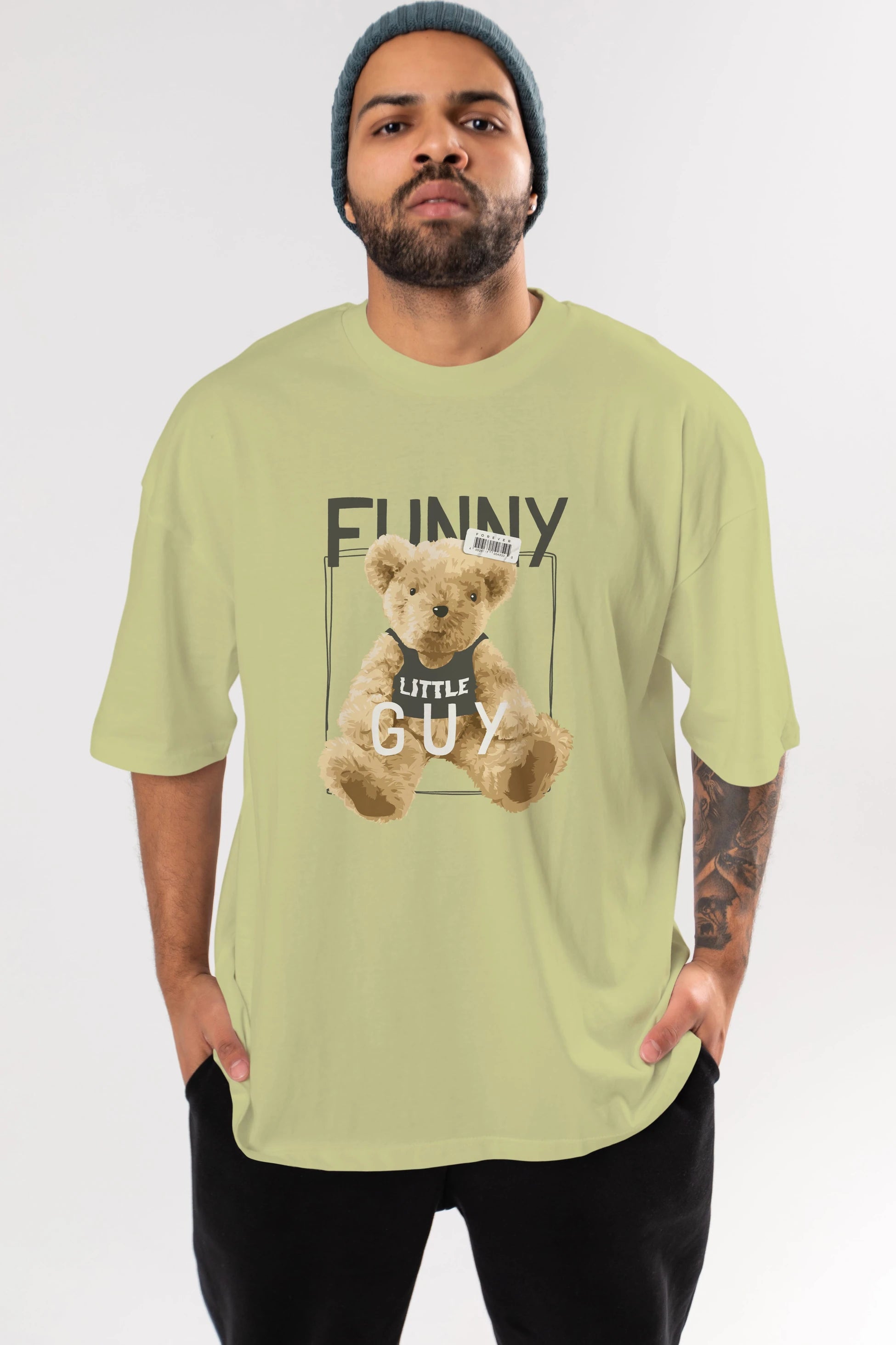 Teddy Bear Funny Ön Baskılı Oversize t-shirt Erkek Kadın Unisex %100 Pamuk
