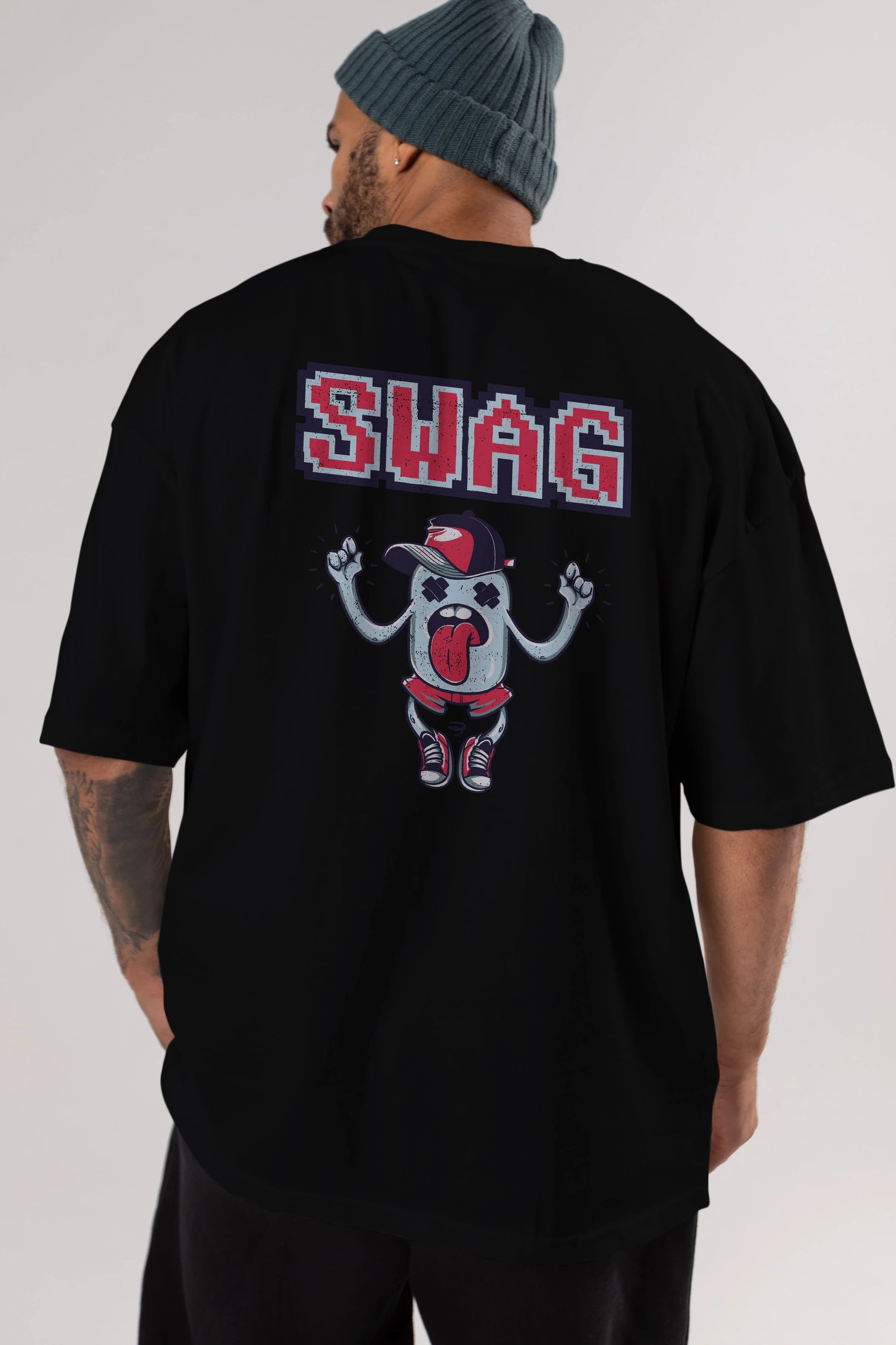Swag Arka Baskılı Oversize t-shirt Erkek Kadın Unisex