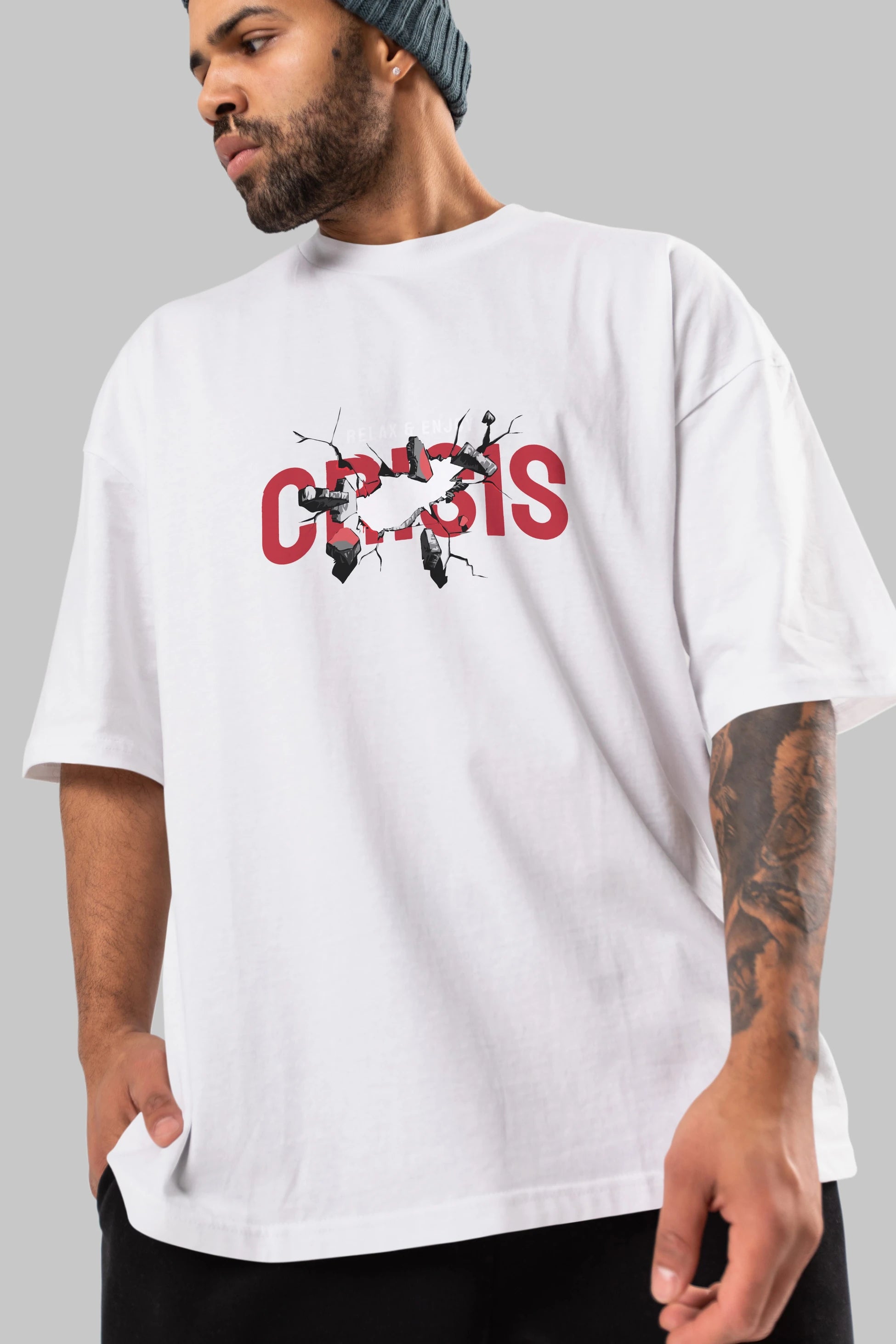 Relax and Enjoy Ön Baskılı Oversize t-shirt Erkek Kadın Unisex