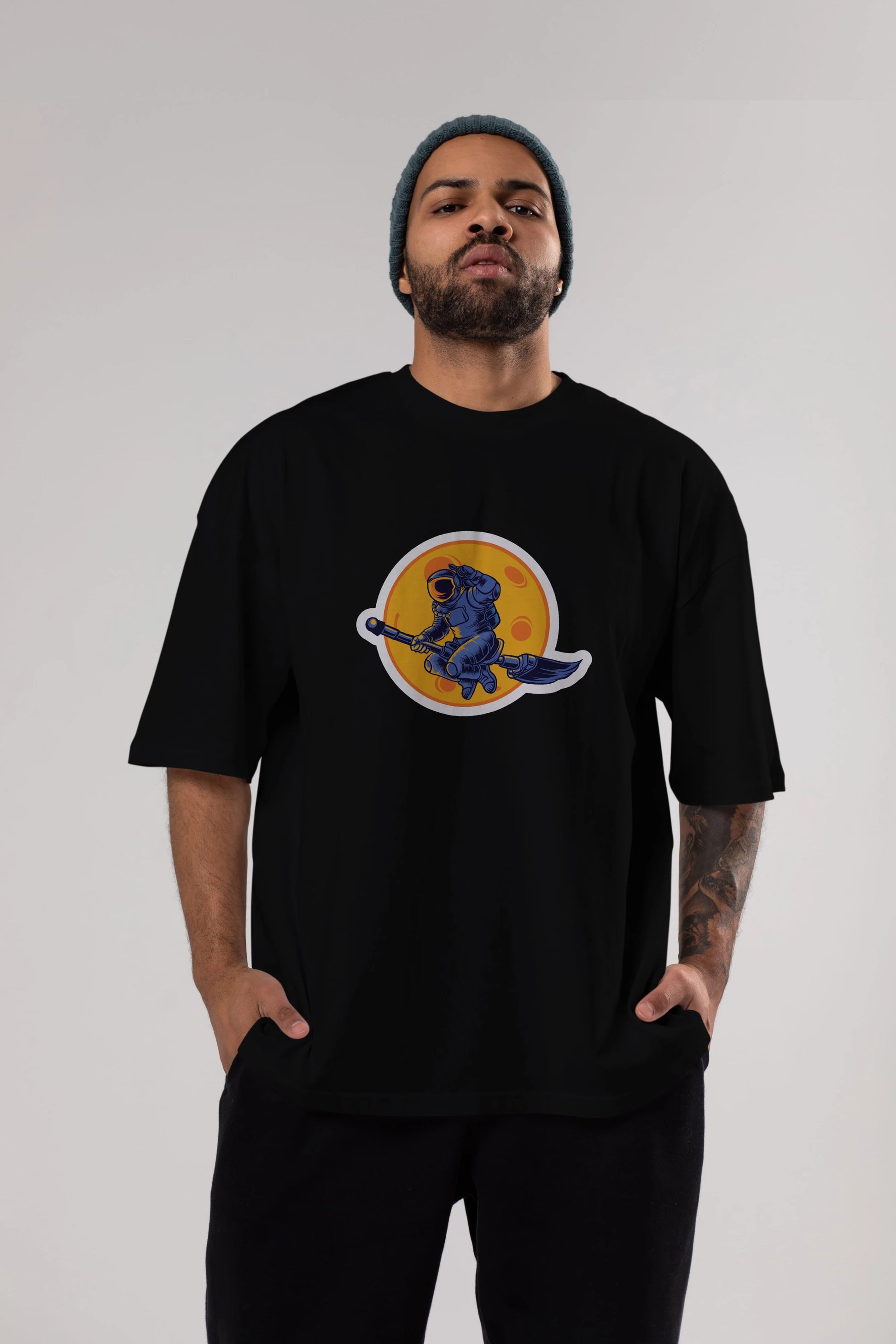 Space Witch Sticker Ön Baskılı Oversize t-shirt Erkek Kadın Unisex