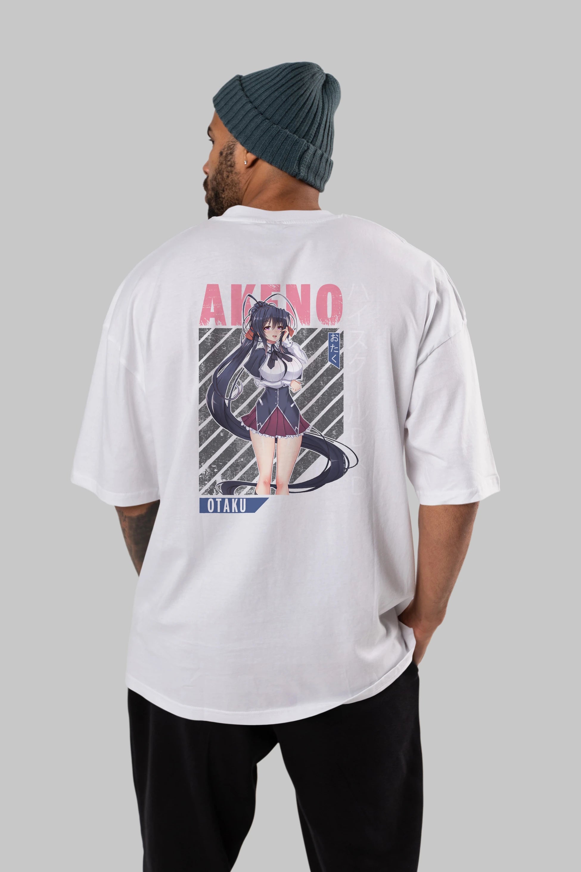 Akeno Himejima 4 Anime Arka Baskılı Oversize t-shirt Erkek Kadın Unisex
