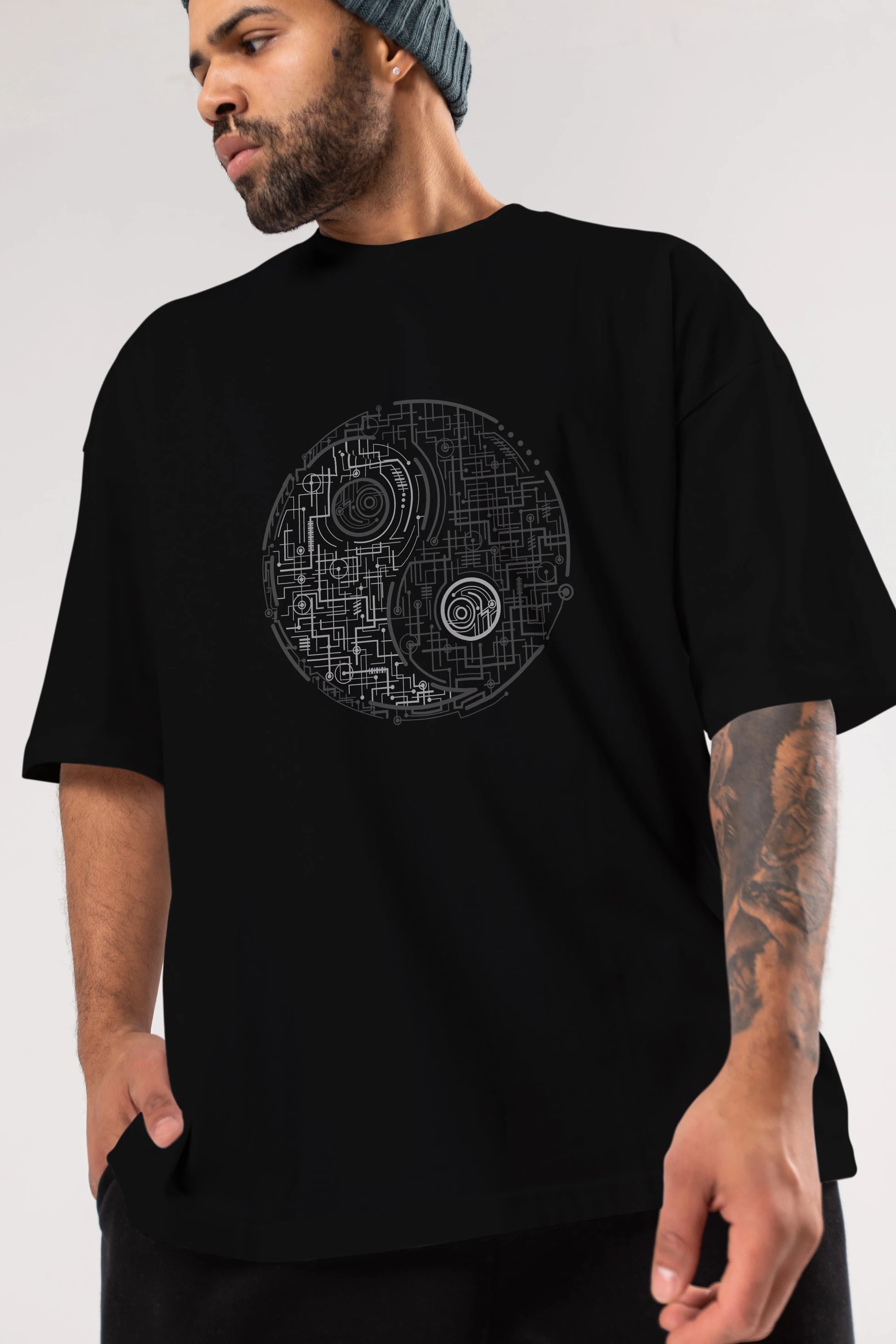 Electric Balance Ön Baskılı Oversize t-shirt %100 pamuk Erkek Kadın Unisex