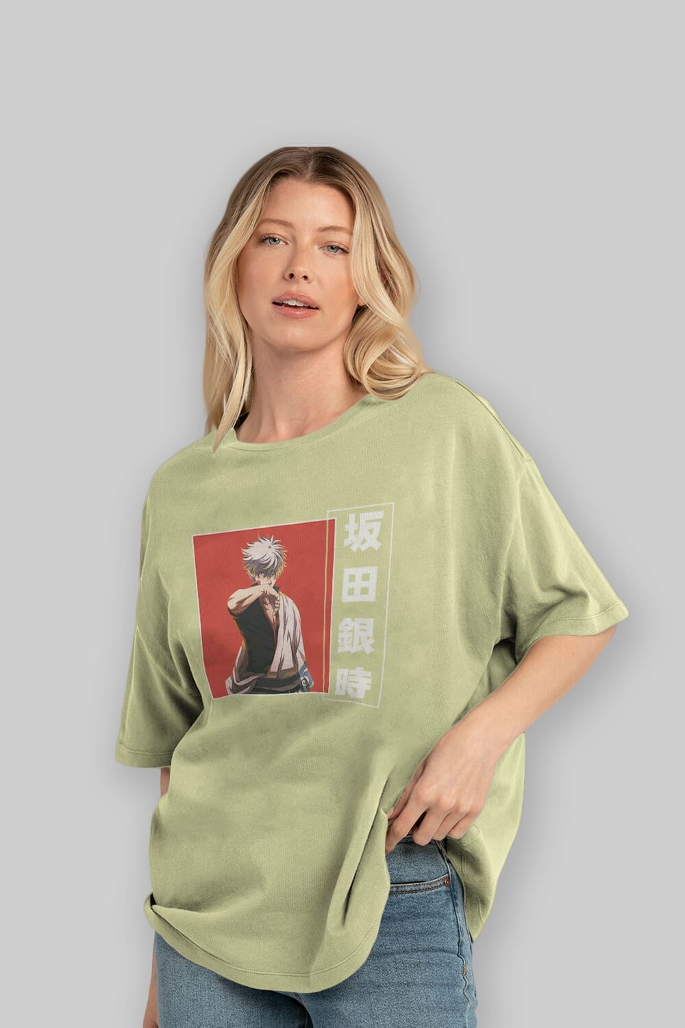 Gintoki Sakata GINTAMA 1 Anime Ön Baskılı Oversize t-shirt %100 pamuk Erkek Kadın Unisex