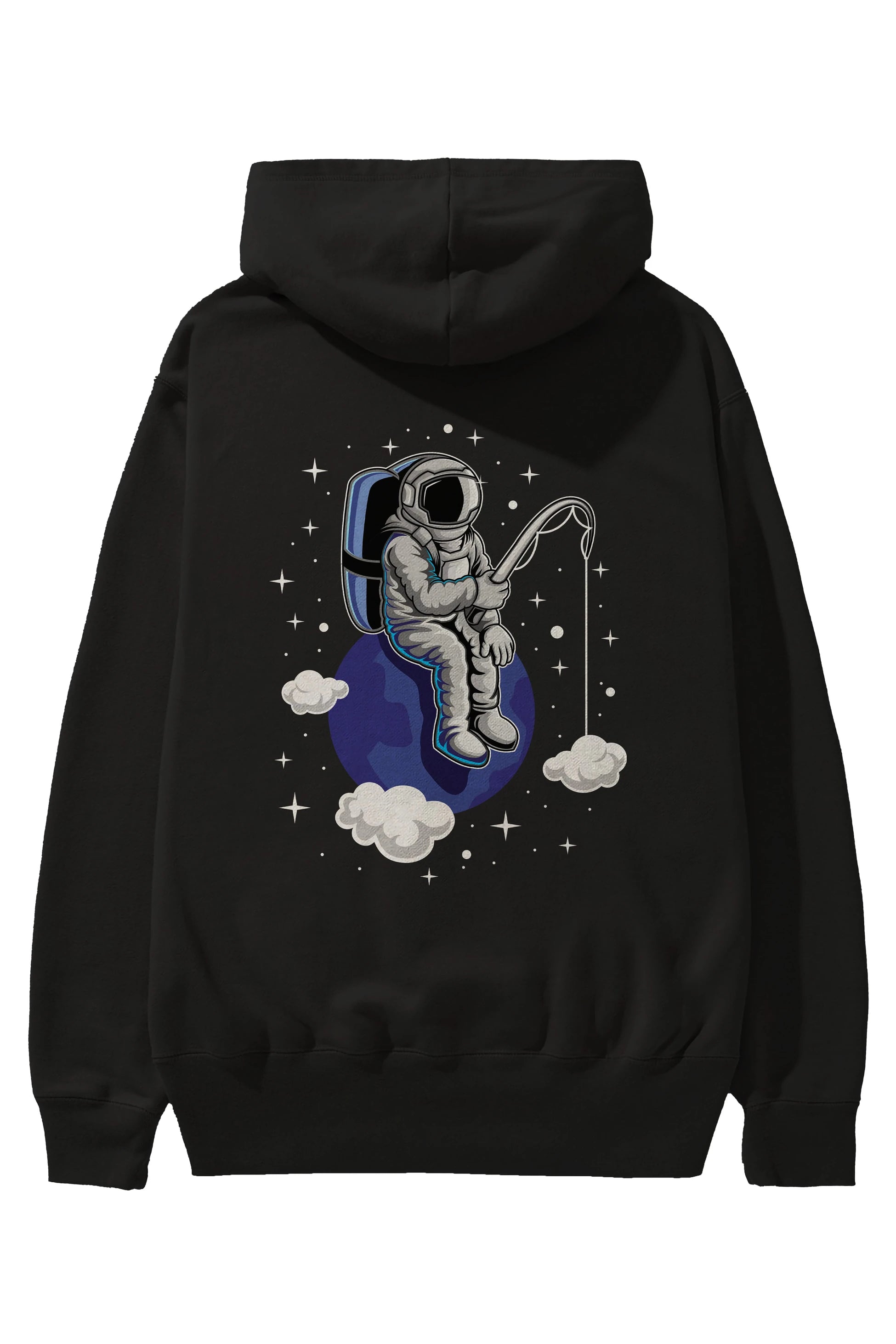 Astronaut Fishing (2) Arka Baskılı Hoodie Oversize Kapüşonlu Sweatshirt Erkek Kadın Unisex