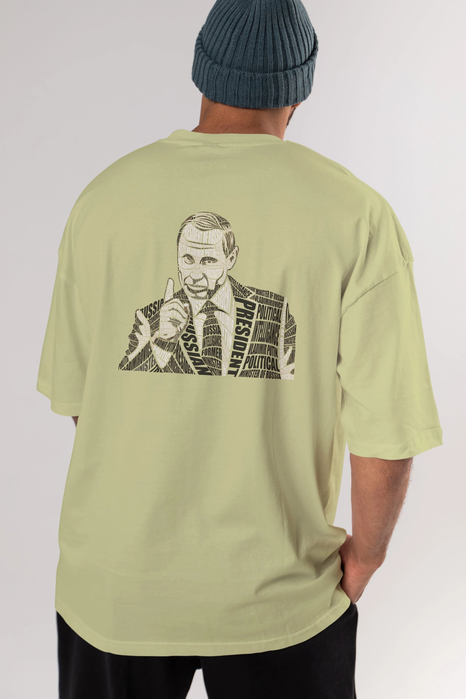 Putin Calligram Arka Baskılı Oversize t-shirt %100 pamuk Erkek Kadın Unisex