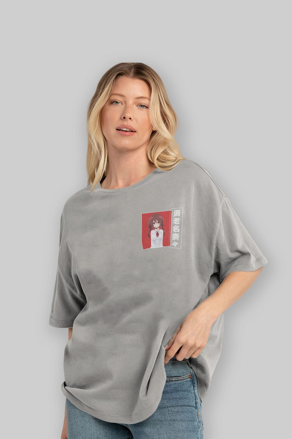 Nana Ebina 1 Ön Sol Baskılı Oversize t-shirt Erkek Kadın Unisex %100 Pamuk Bisiklet Yaka tişort