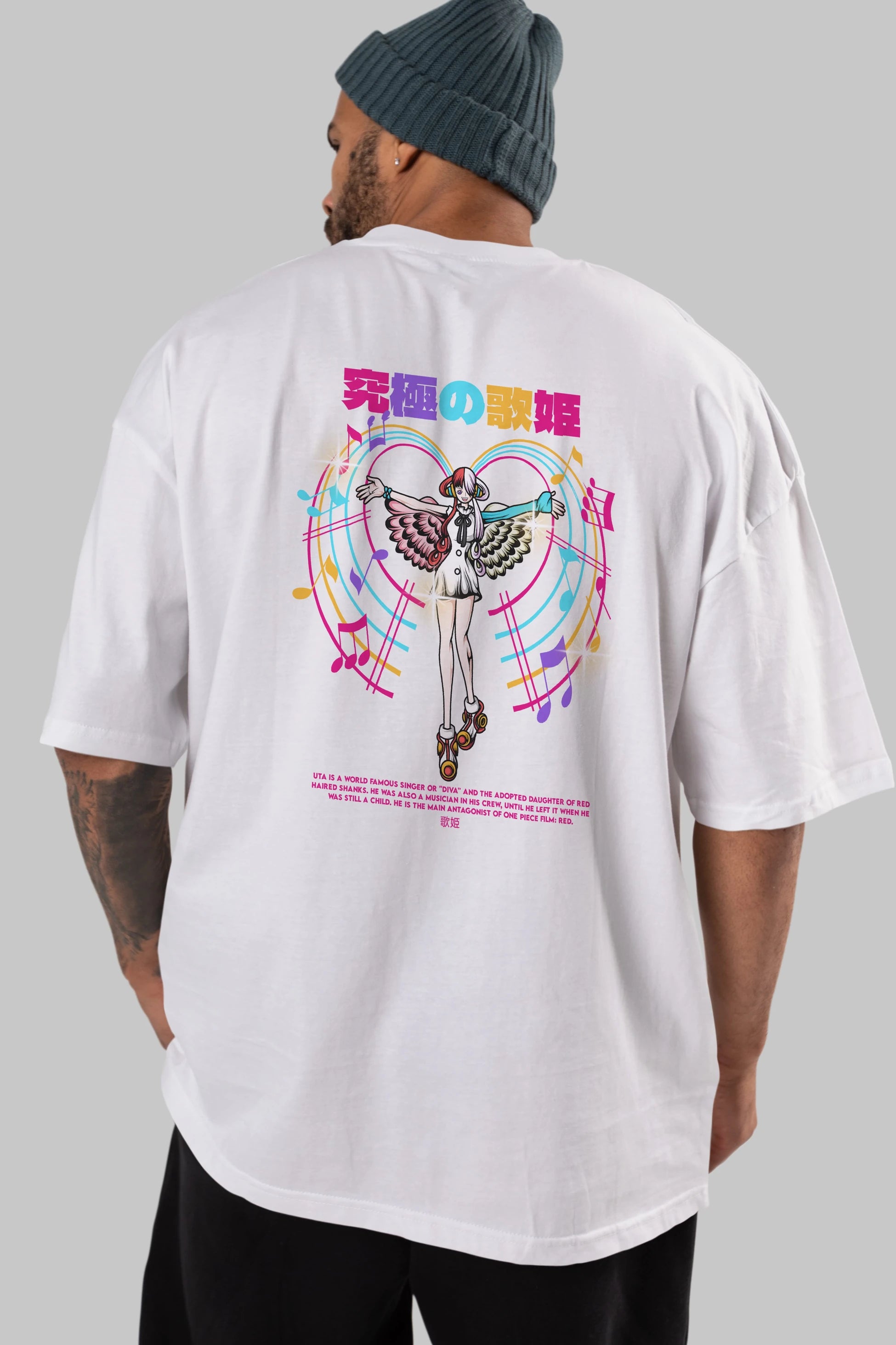 Uta Anime Arka Baskılı Oversize t-shirt Erkek Kadın Unisex