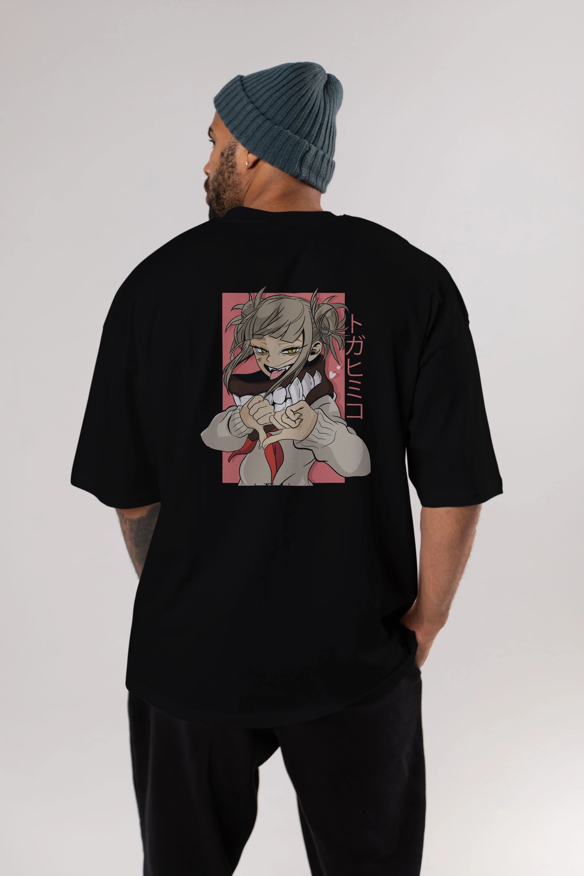 Himiko Toga Anime Arka Baskılı Oversize t-shirt Erkek Kadın Unisex