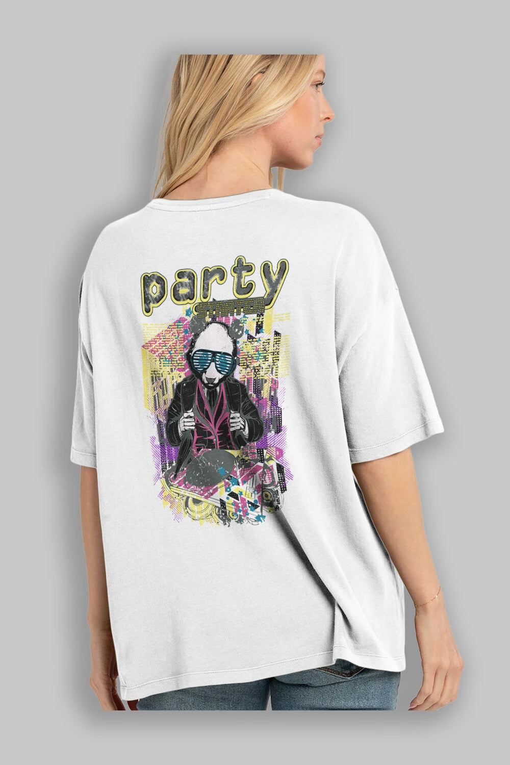 Party Starter Arka Baskılı Oversize t-shirt Erkek Kadın Unisex