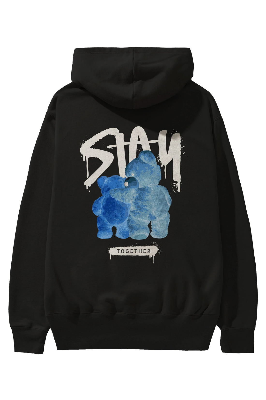 Stay Together Bear Arka Baskılı Hoodie Oversize Kapüşonlu Sweatshirt Erkek Kadın Unisex