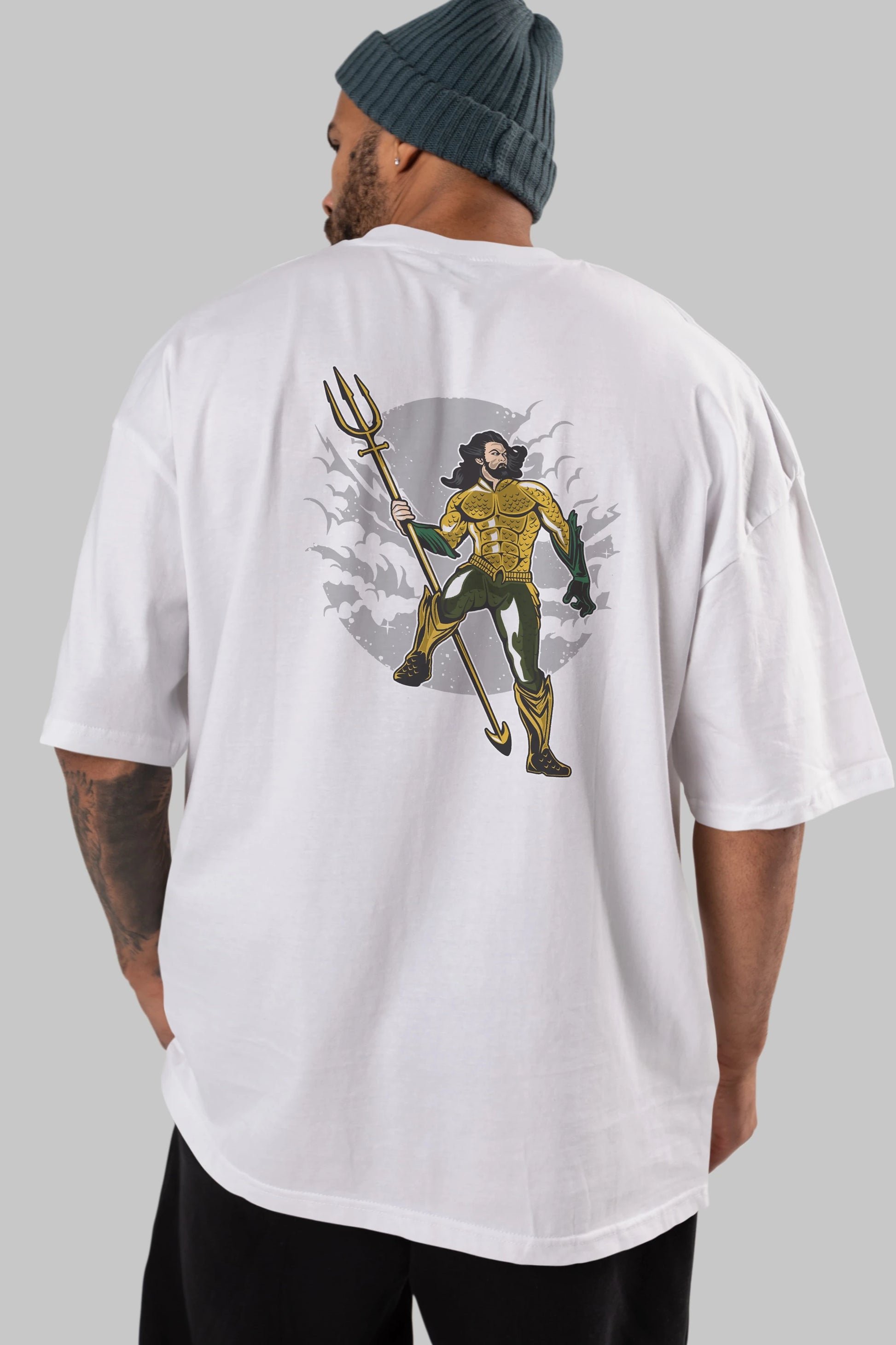 AQUAMAN Arka Baskılı Oversize t-shirt Erkek Kadın Unisex %100 Pamuk