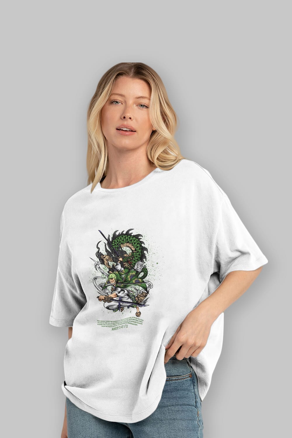 Zoro Anime Ön Baskılı Oversize t-shirt %100 pamuk Erkek Kadın Unisex