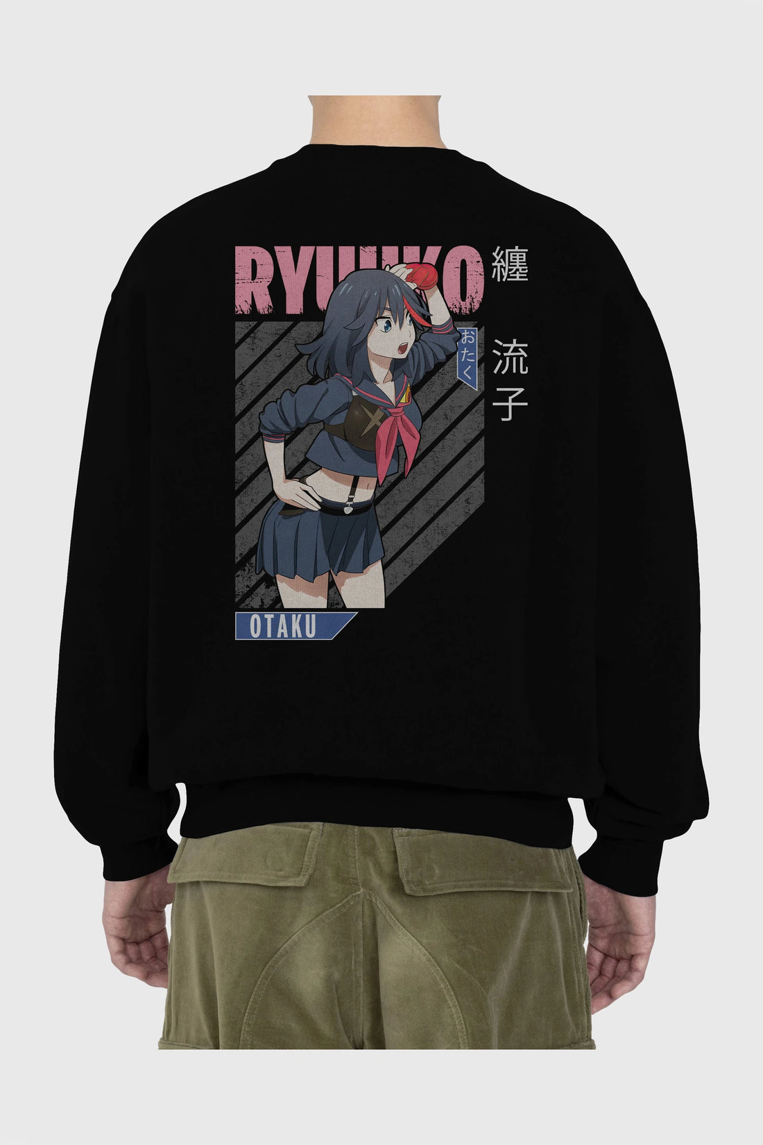 Ryuuko Matoi 6 Anime Arka Baskılı Oversize Sweatshirt Erkek Kadın Unisex