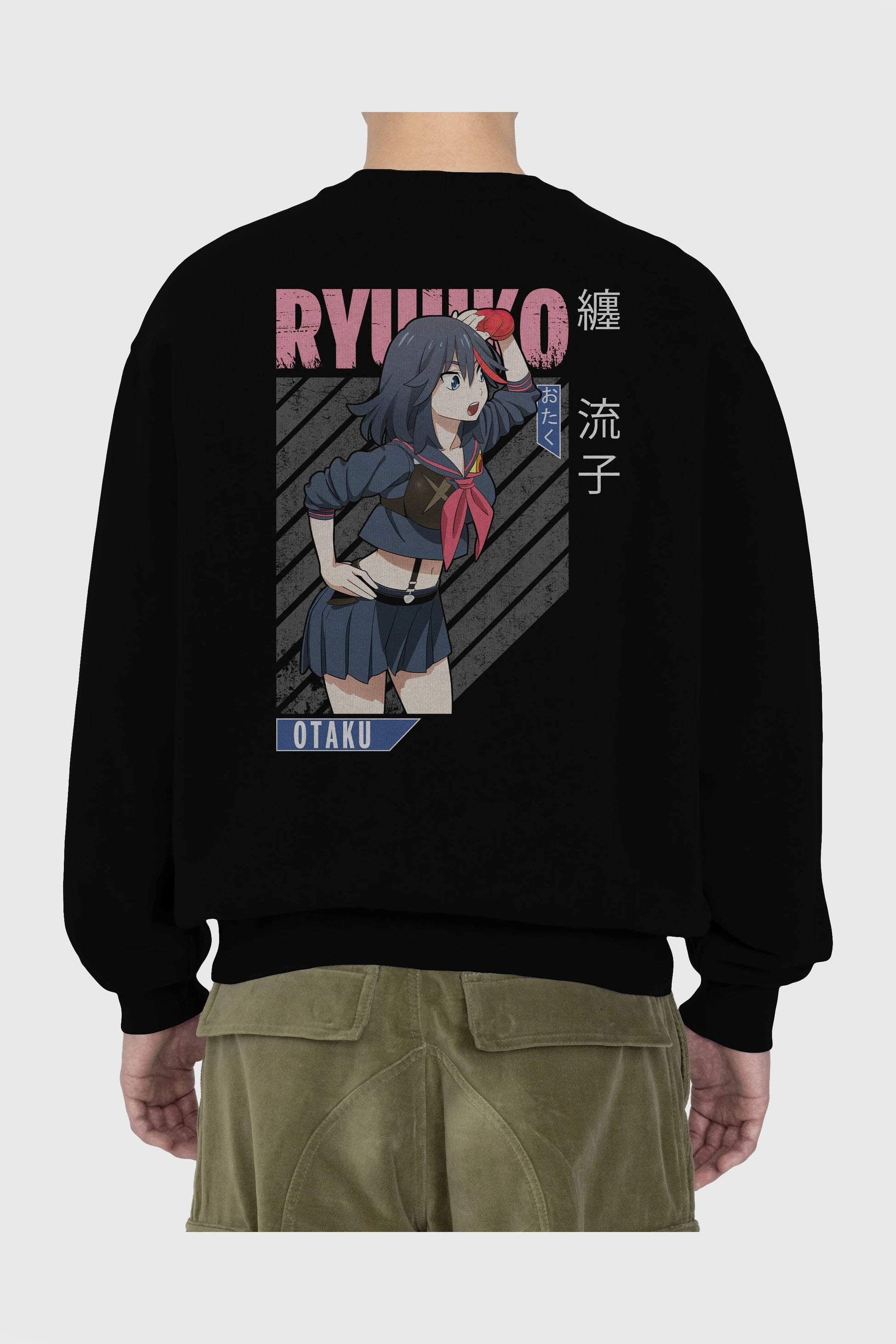 Ryuuko Matoi 6 Anime Arka Baskılı Oversize Sweatshirt Erkek Kadın Unisex