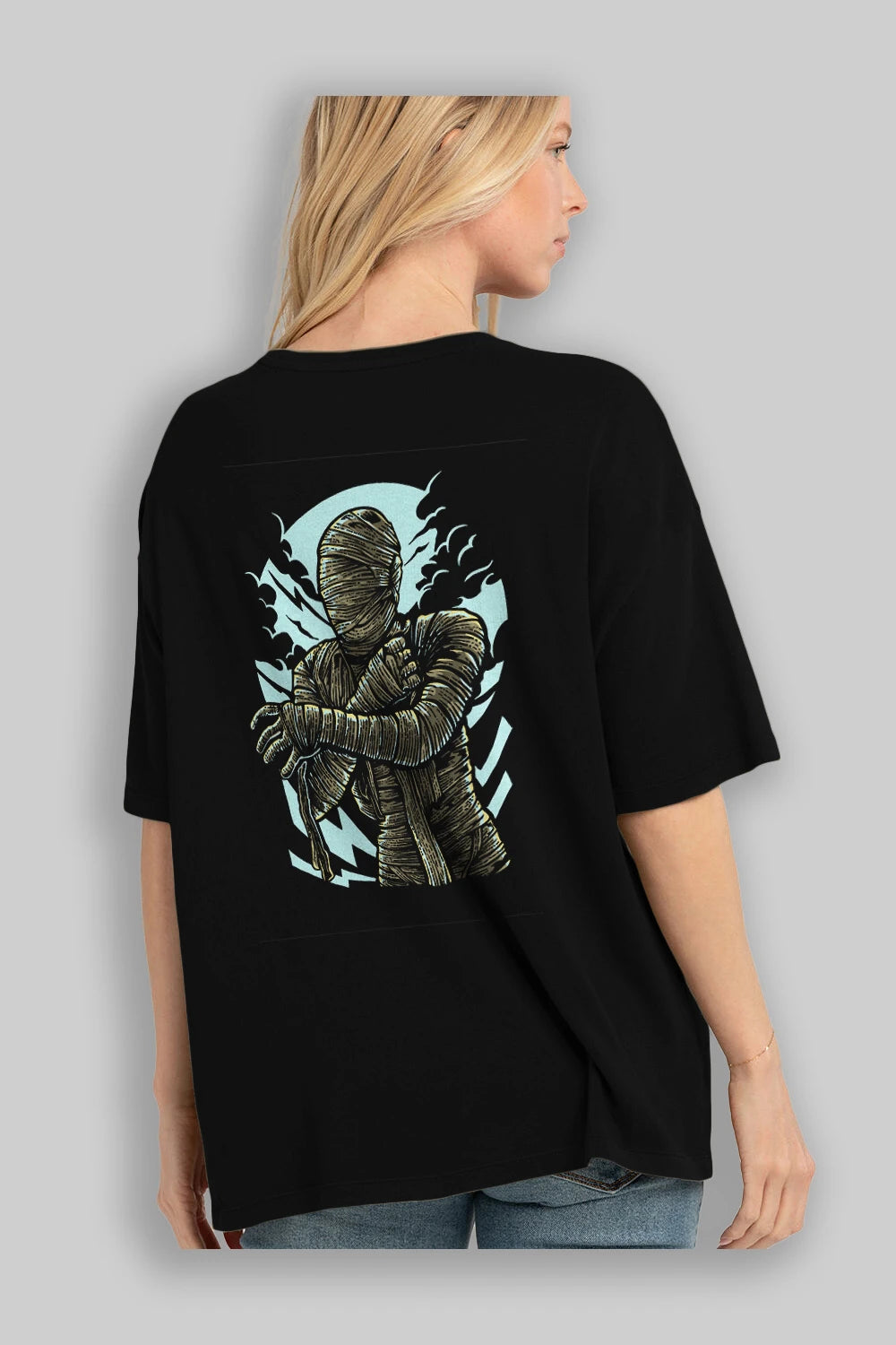 The Mummy Arka Baskılı Oversize t-shirt Erkek Kadın Unisex %100 Pamuk