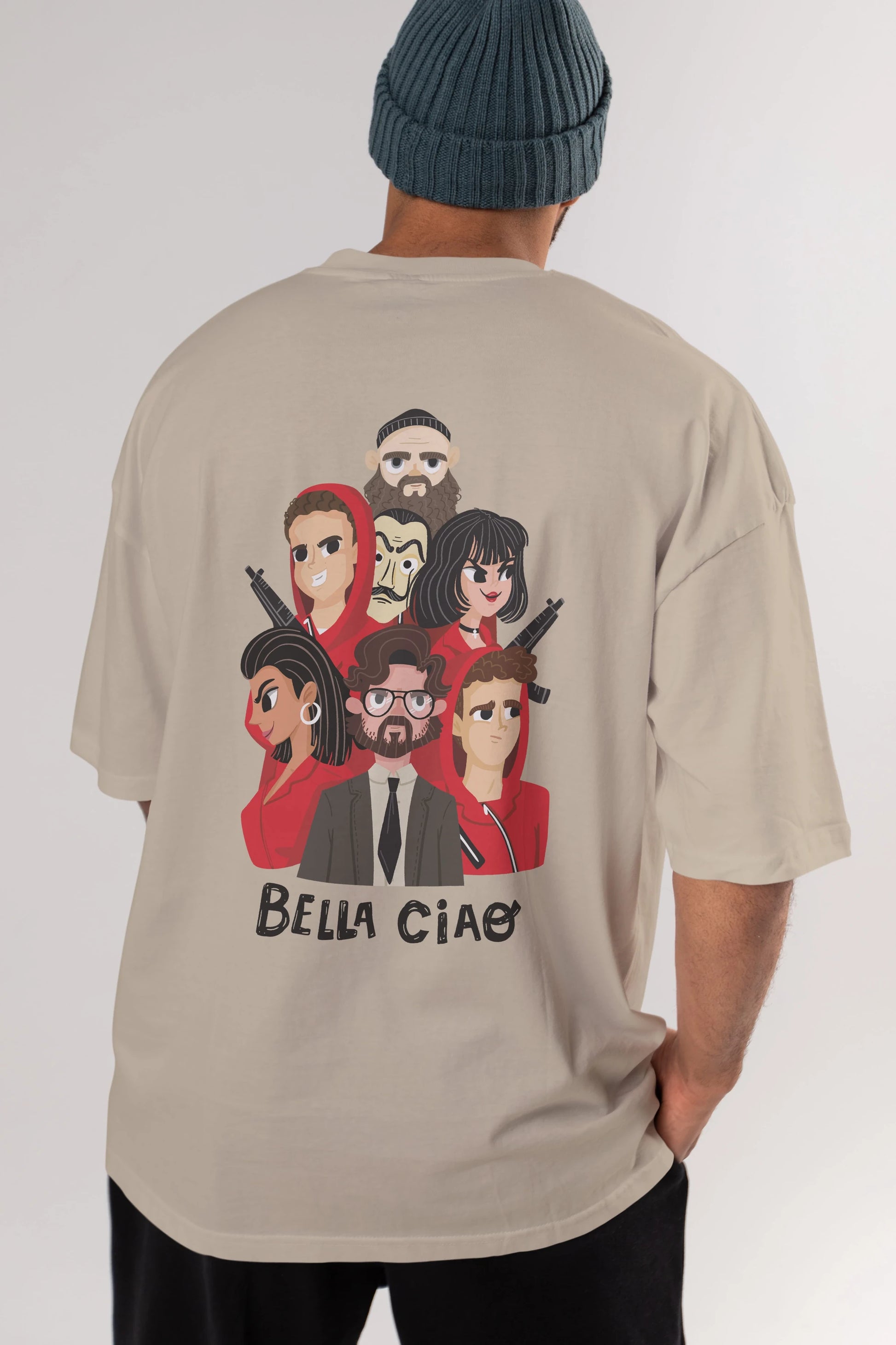 La Casa De Papel (13) Arka Baskılı Oversize t-shirt Erkek Kadın Unisex %100 Pamuk Bisiklet Yaka tişort