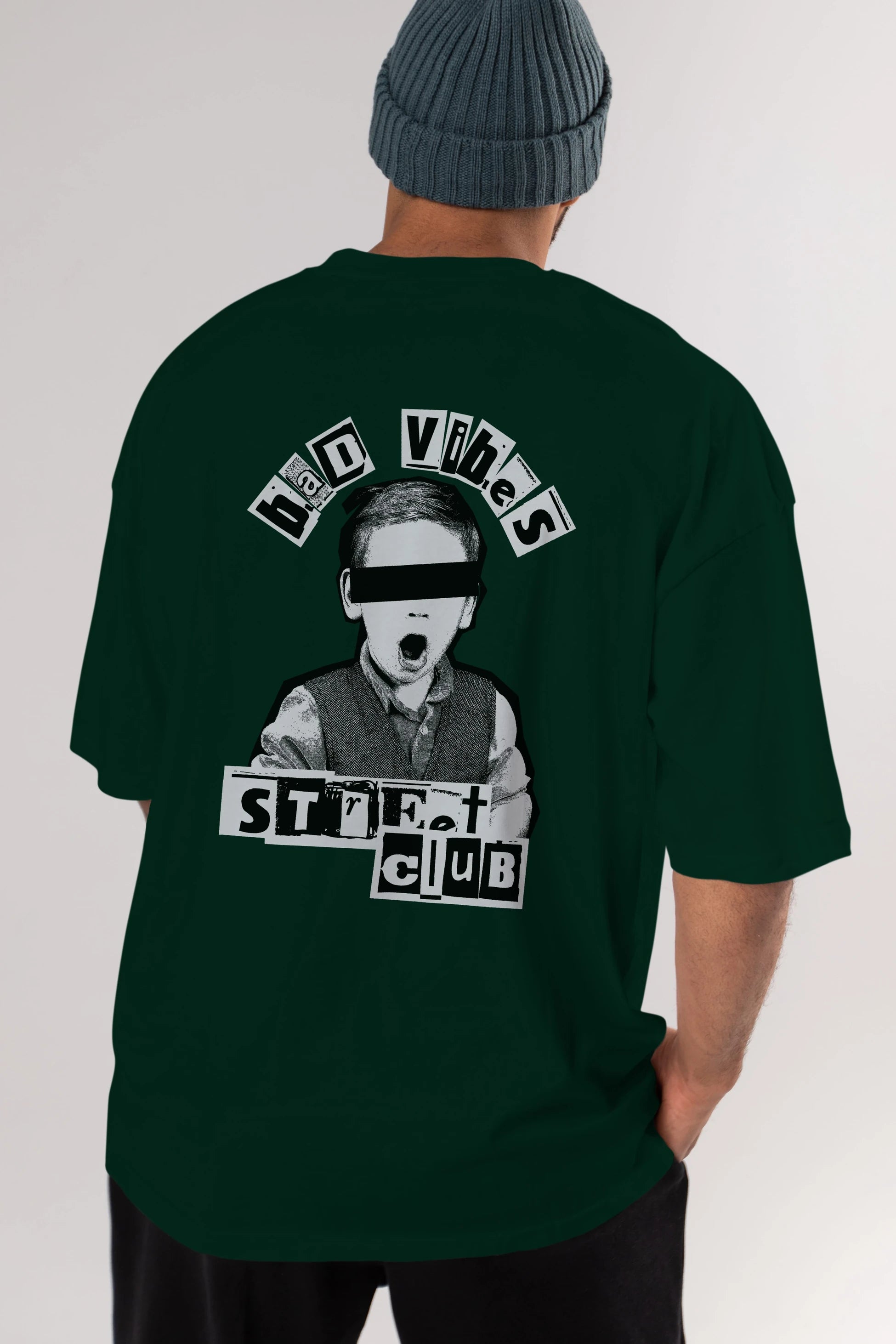 Bad Vibes Street Club Arka Baskılı Oversize t-shirt Erkek Kadın Unisex