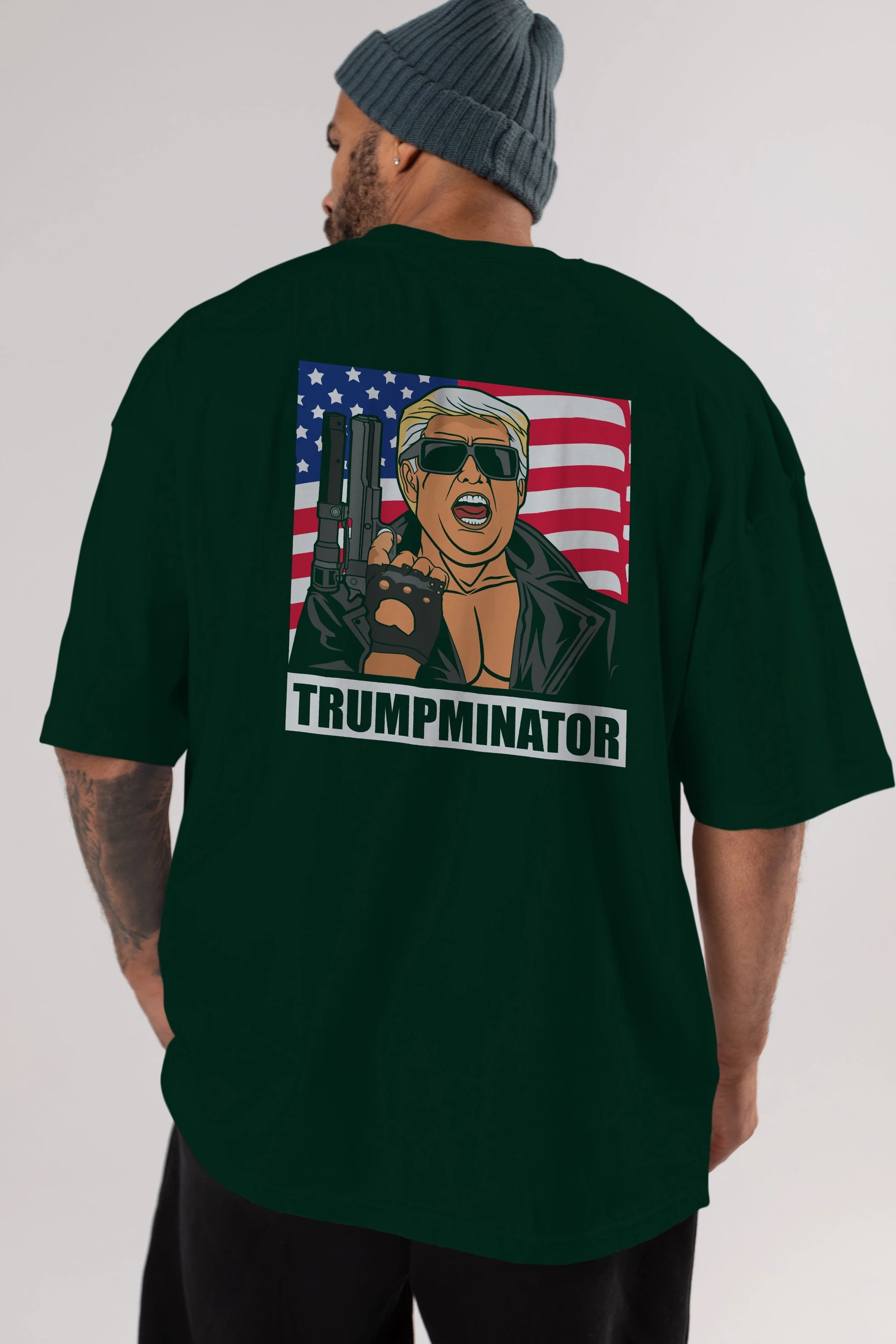 Trumpminator Arka Baskılı Oversize t-shirt Erkek Kadın Unisex %100 Pamuk tişort