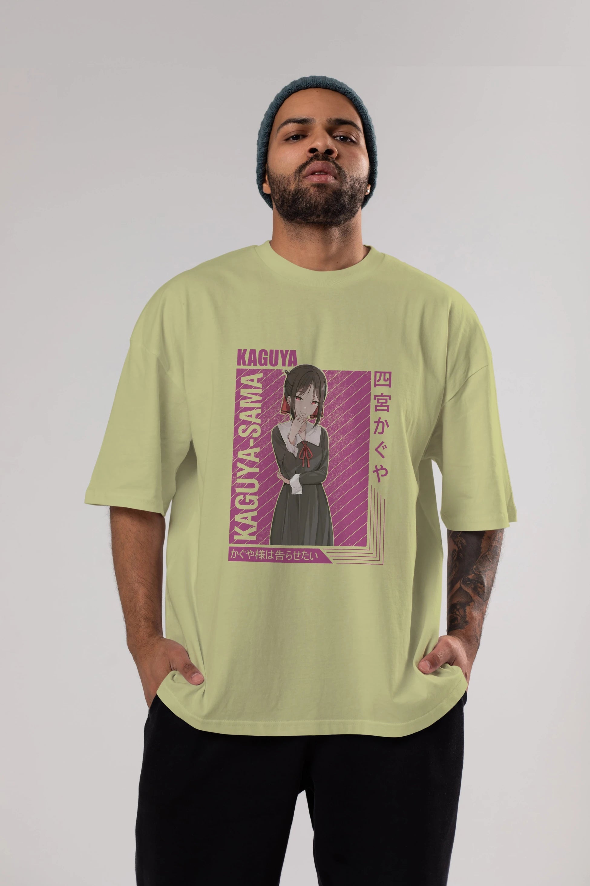 Kaguya Shinomiya 4 1 Anime Ön Baskılı Oversize t-shirt %100 pamuk Erkek Kadın Unisex