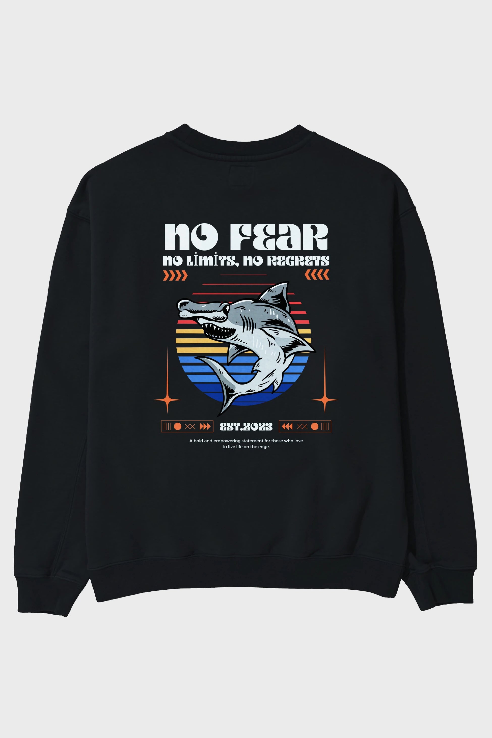 No Fear Yazılı Arka Baskılı Oversize Sweatshirt Erkek Kadın Unisex