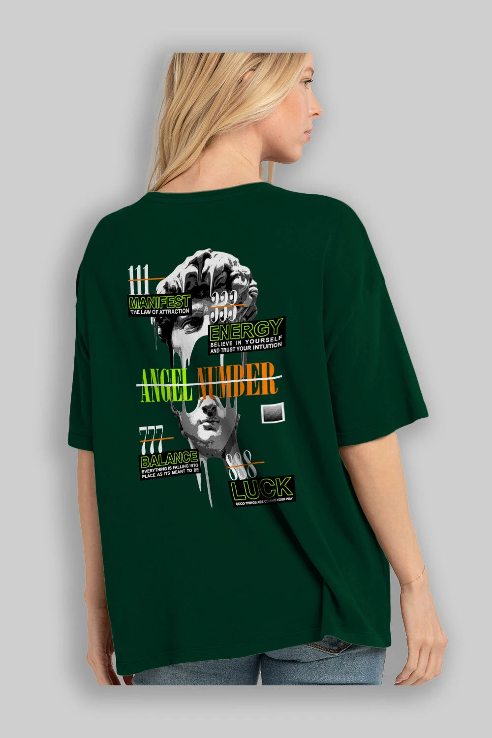 Angel Number Arka Baskılı Oversize t-shirt Erkek Kadın Unisex