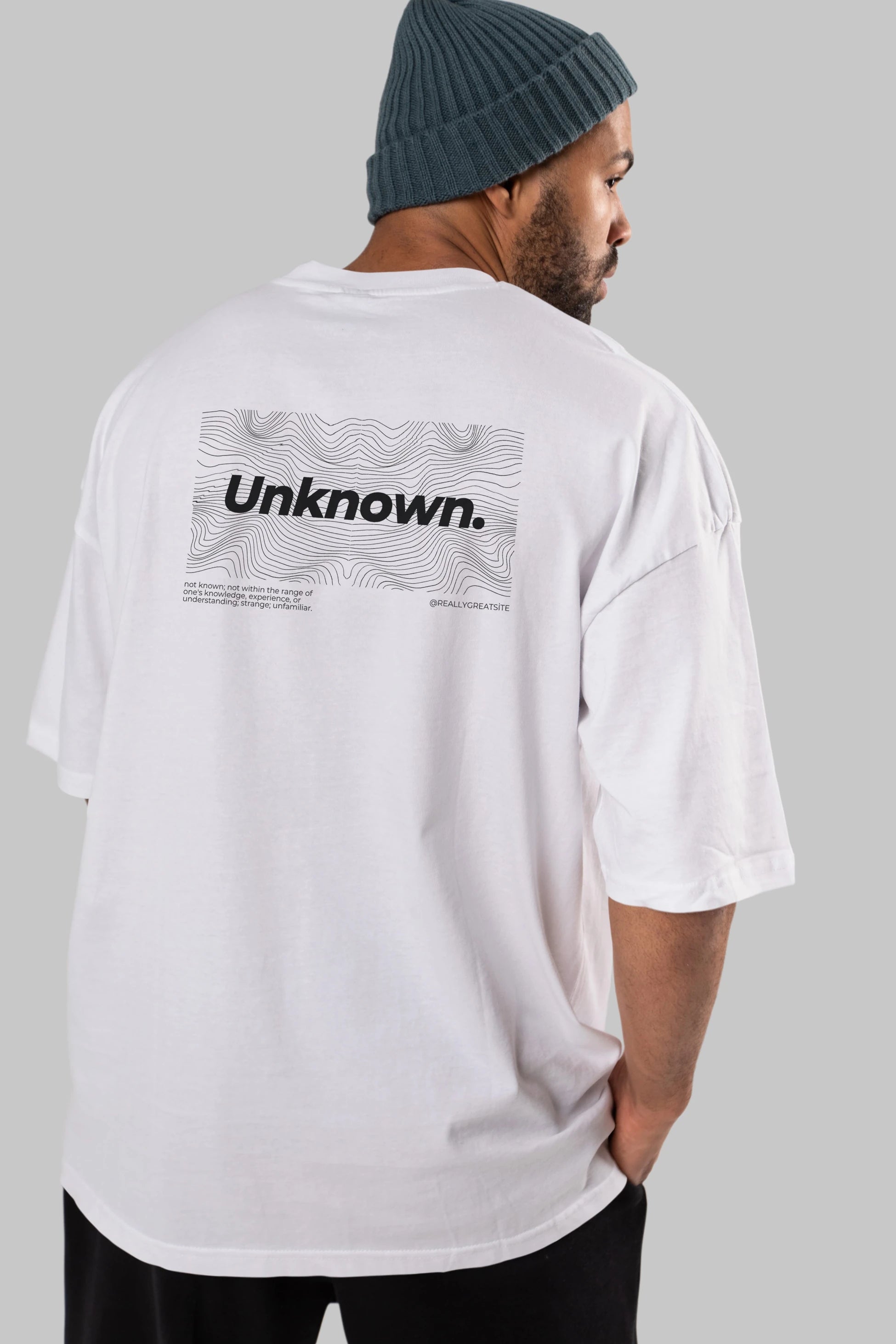 Unknown Yazılı Arka Baskılı Oversize t-shirt Erkek Kadın Unisex