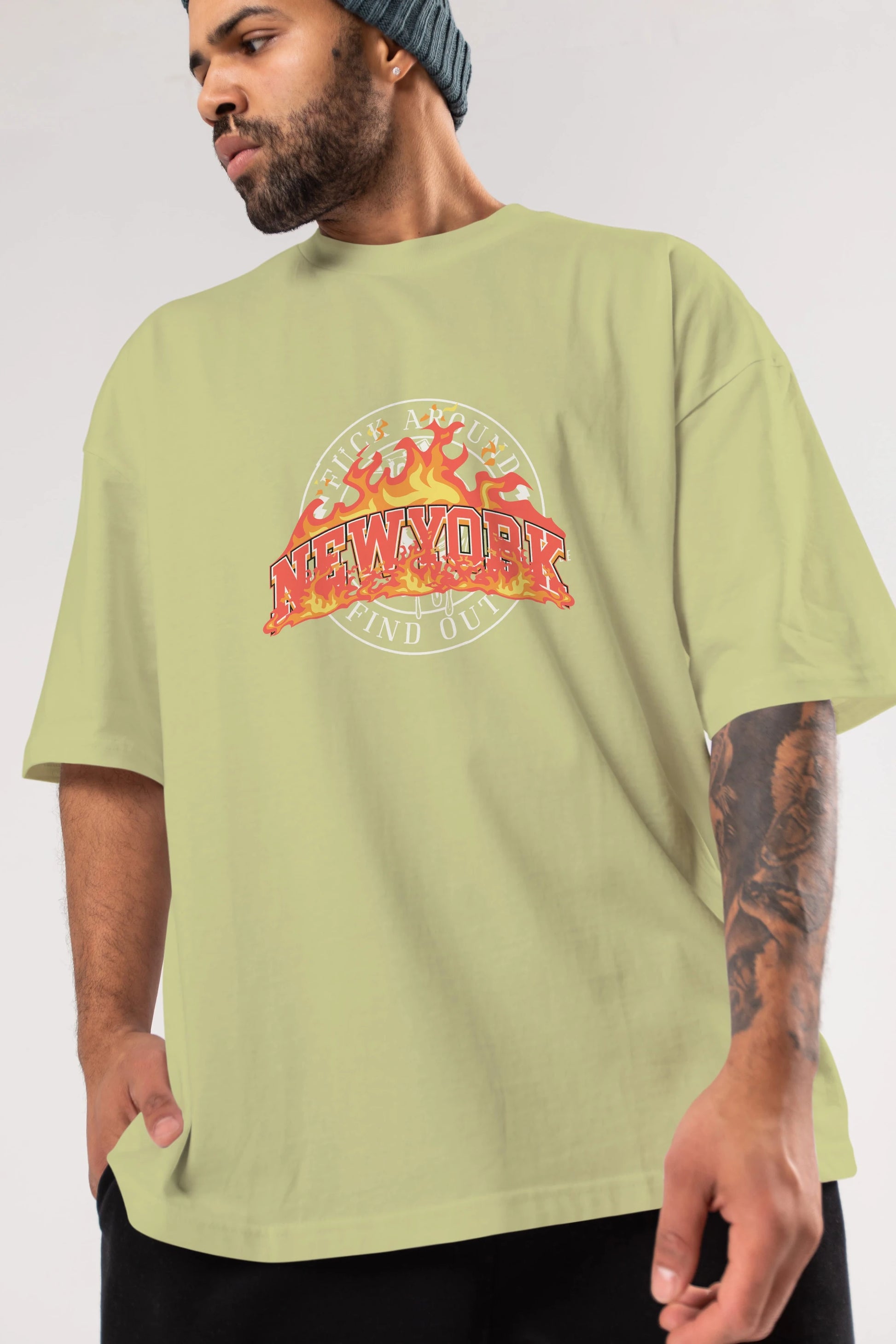 Newyork Style Ön Baskılı Oversize t-shirt Erkek Kadın Unisex