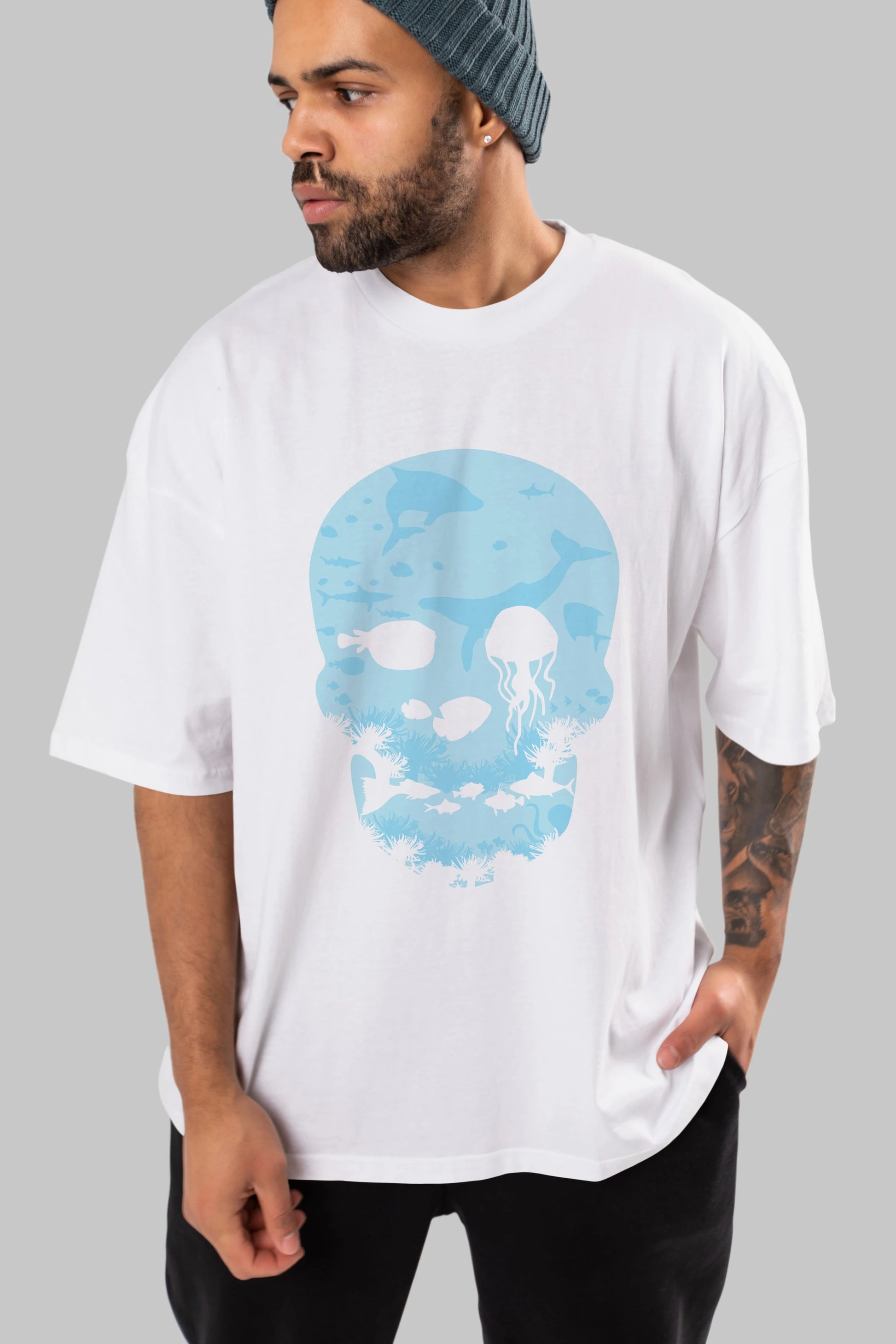 Dead Sea Ön Baskılı Oversize t-shirt %100 pamuk Erkek Kadın Unisex