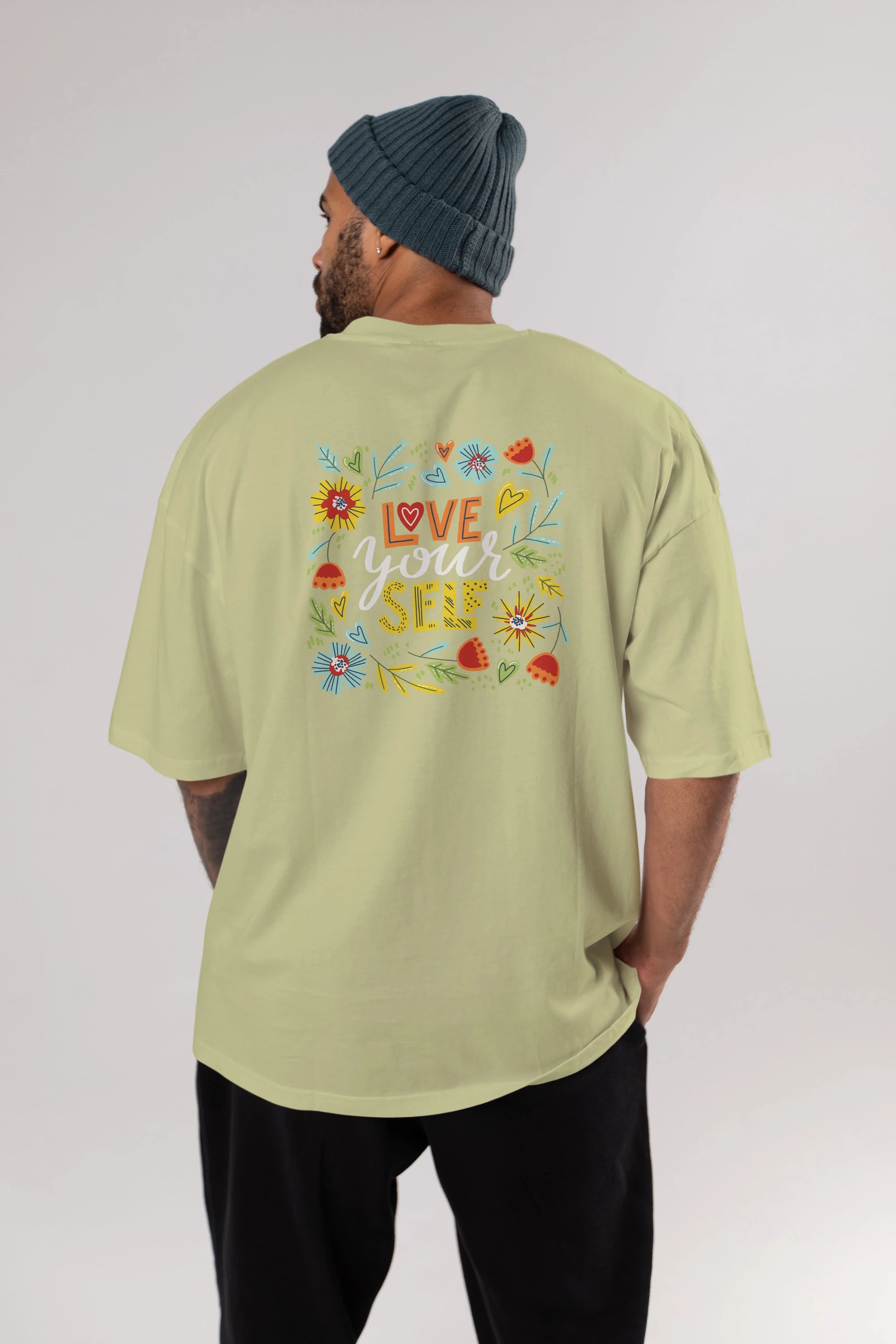 Love Yourself Yazılı Arka Baskılı Oversize t-shirt Erkek Kadın Unisex