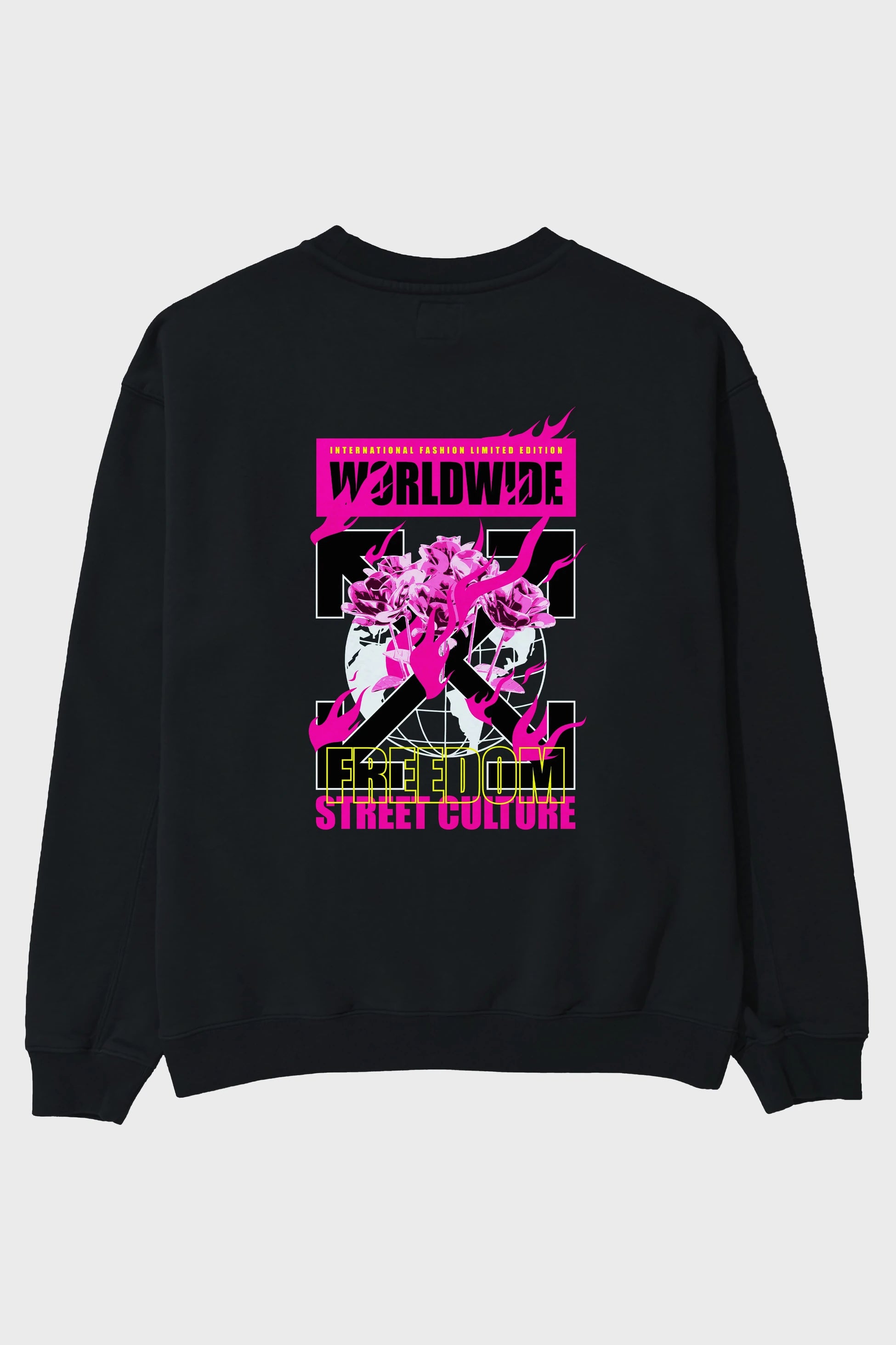 Freedom Street Culture Arka Baskılı Oversize Sweatshirt Erkek Kadın Unisex